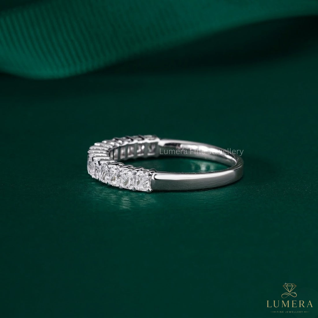 0.80 TCW Radiant Cut Lab Diamond Half Eternity Wedding Band