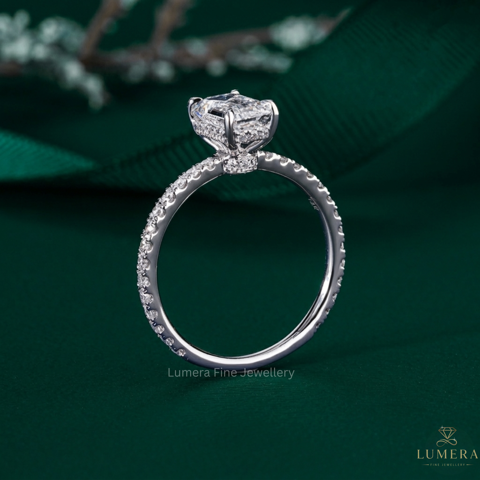 bridge accent ring with 4 claw prong.
