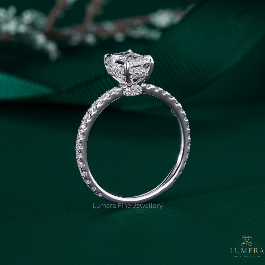 bridge accent ring with 4 claw prong.
