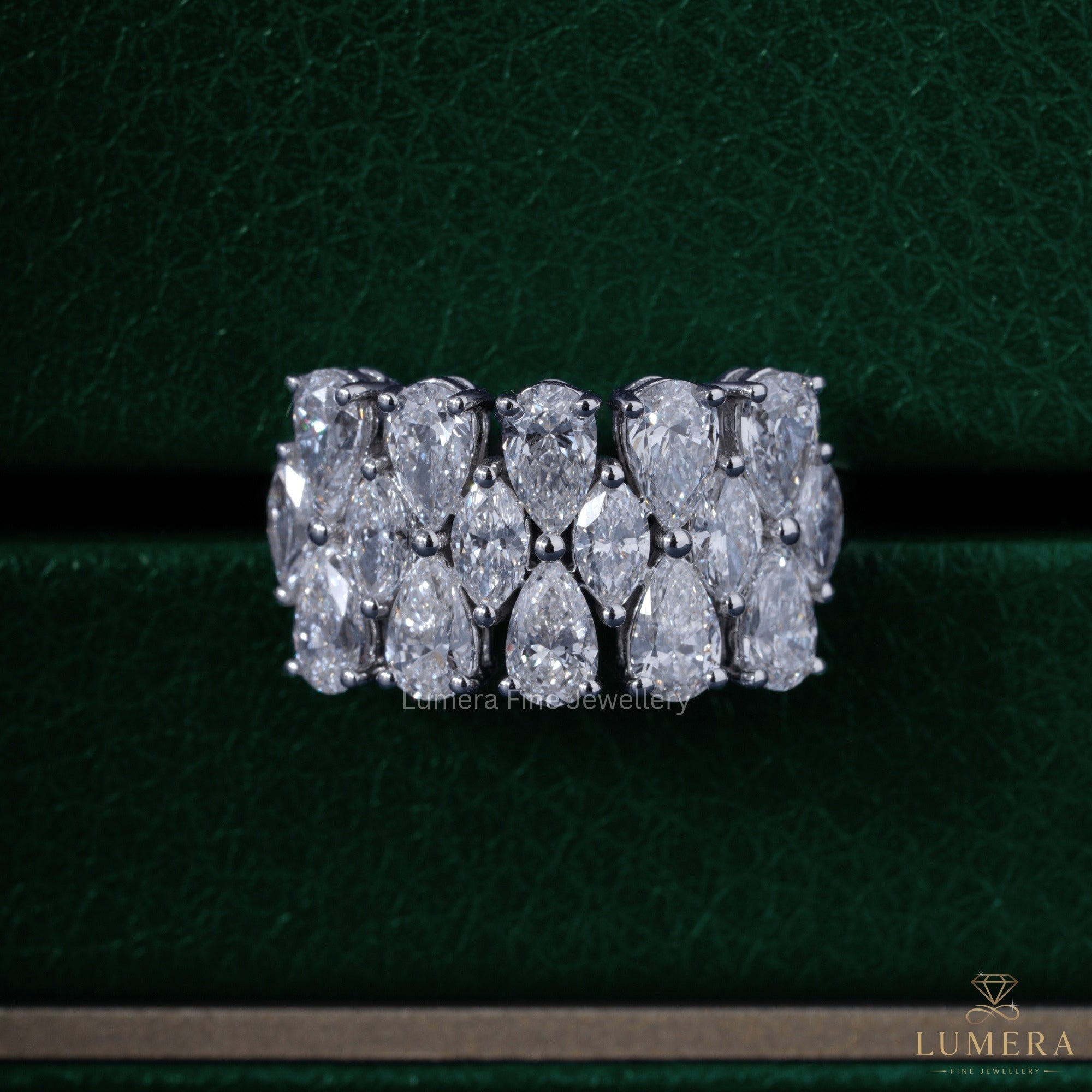 Teardrop and marquise cut bridal ring with wedding gift for her.
