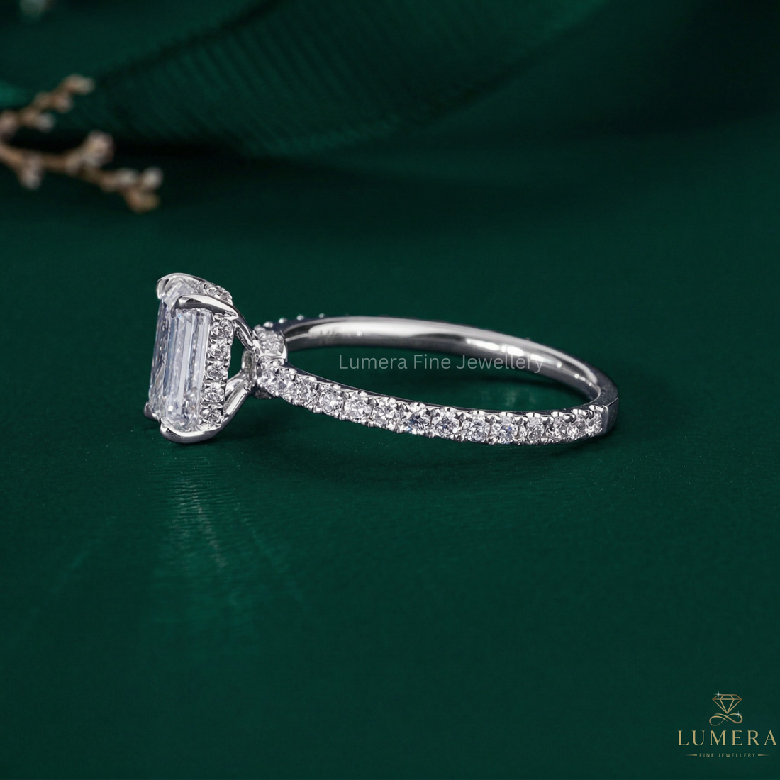 Hidden halo engagement ring with Hidden halo ring.