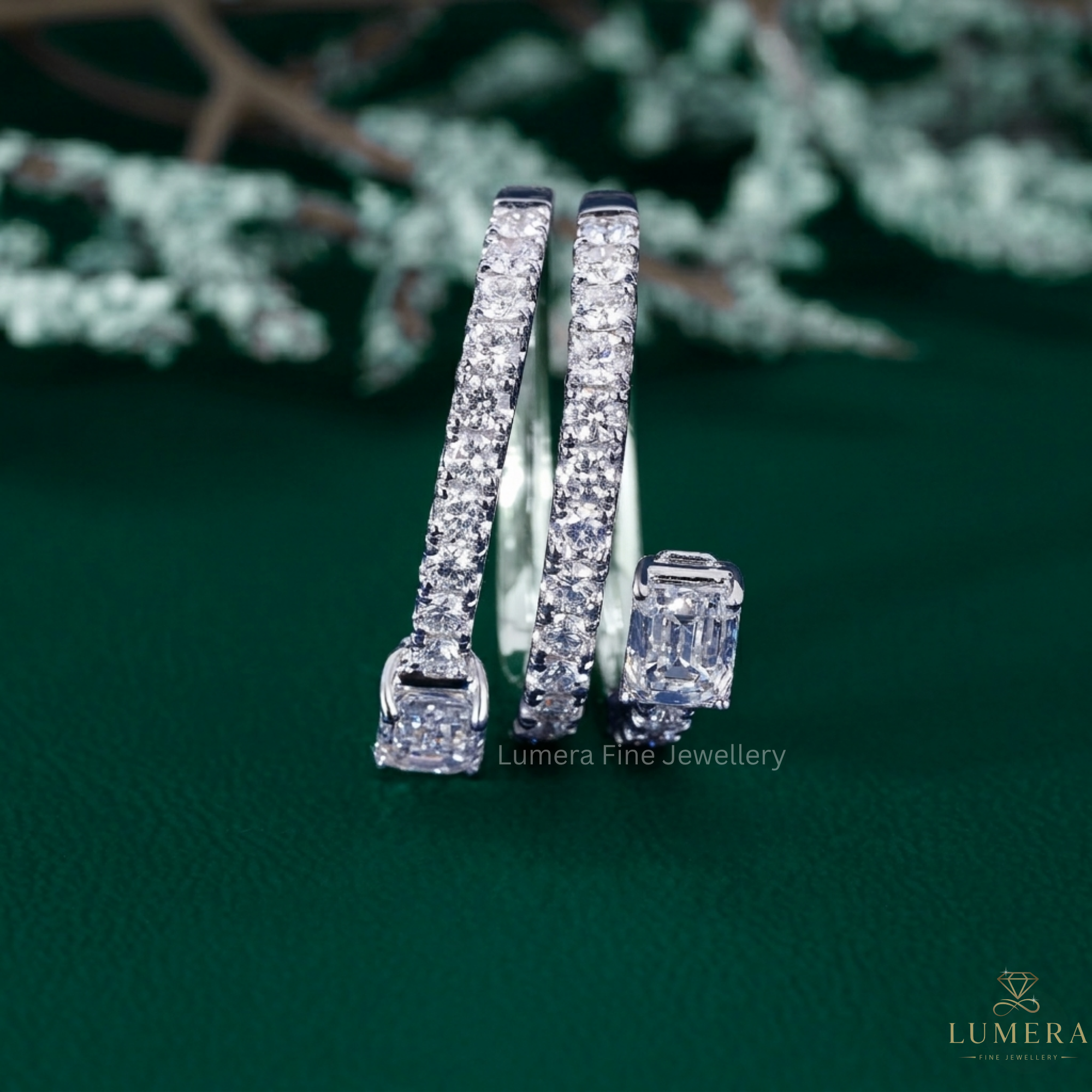 Spiral diamond wedding band with Spiral wedding band.
