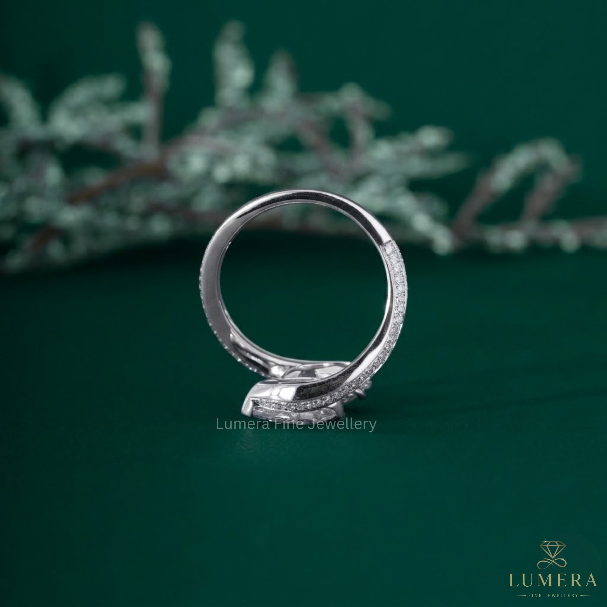 Pear shaped ring with Pear shape diamond ring.