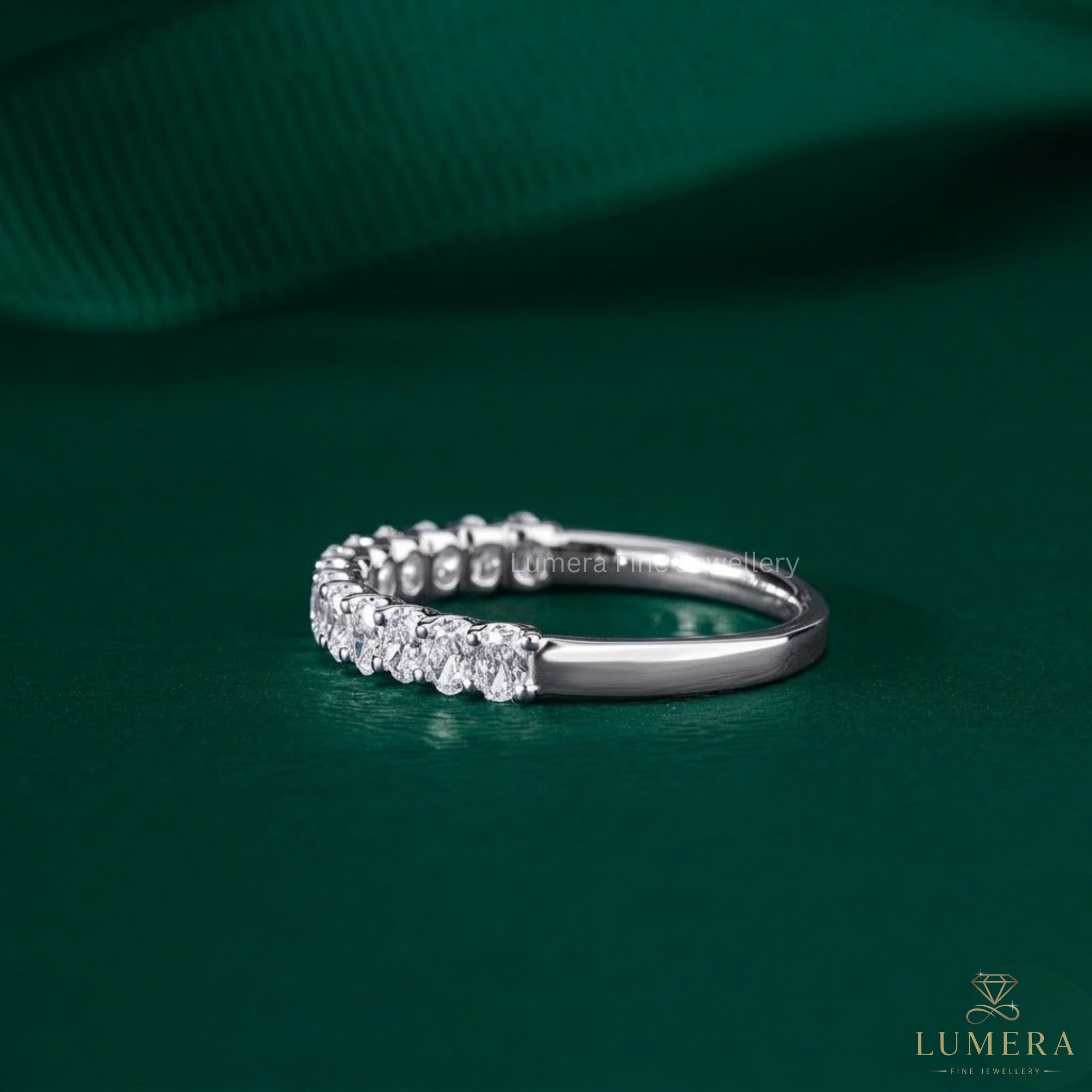 1.15 TCW Oval Cut Lab Grown Diamond Half Eternity Elegant Women Wedding Band