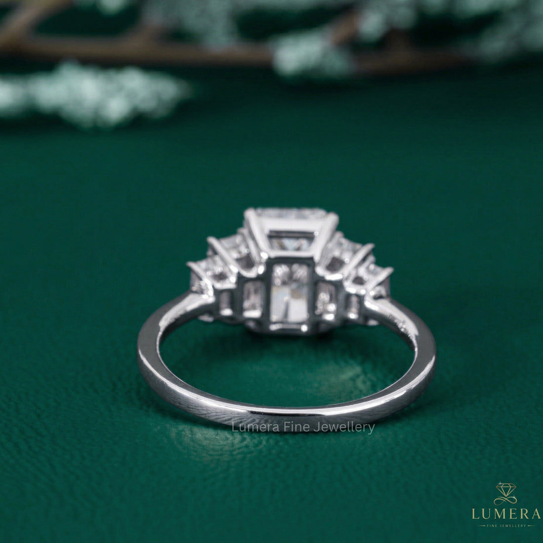 radiant diamond ring with baguette diamond ring.