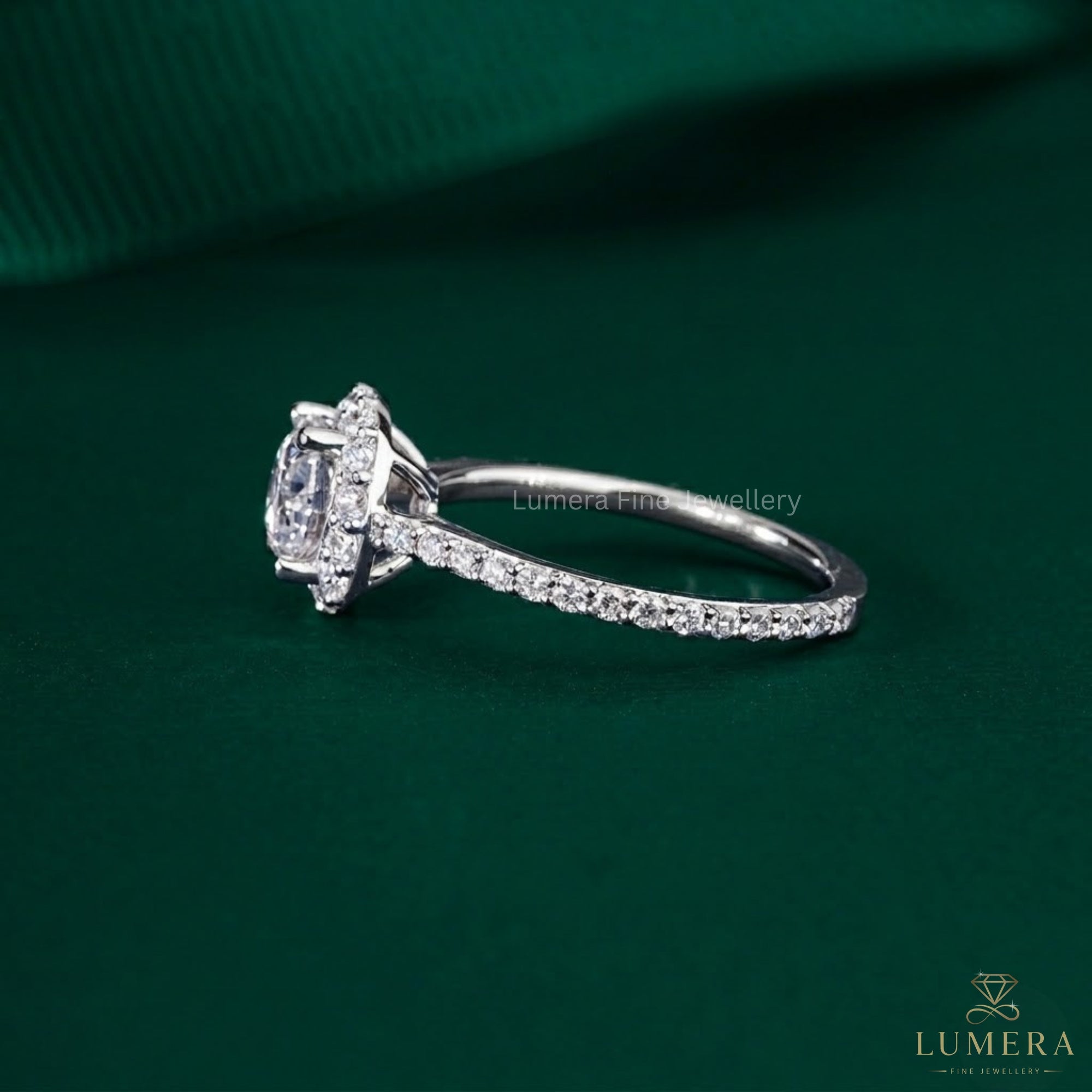 1.0 CT Round Cut  Diamond , Halo & Pave Engagement Ring