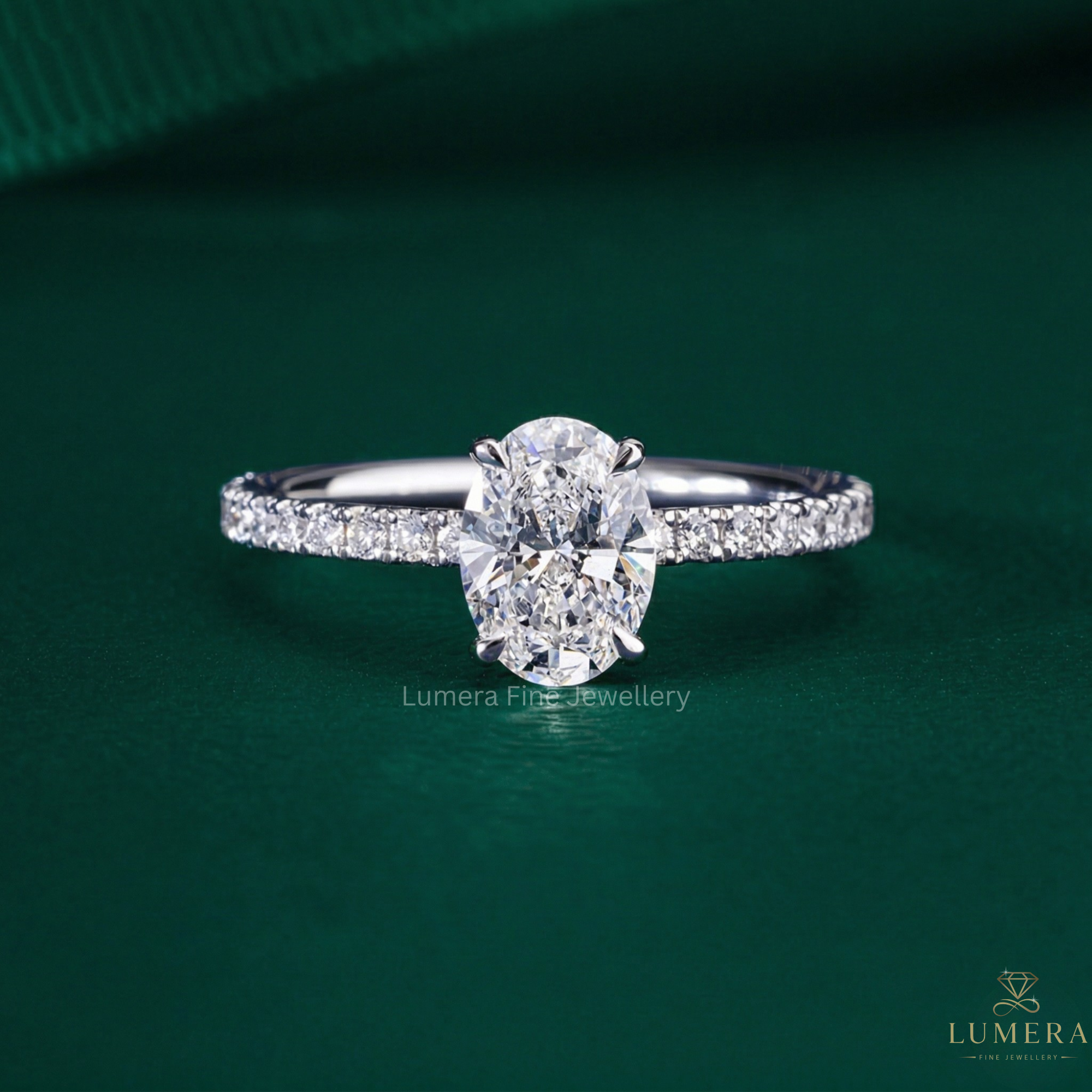 oval diamond engagement ring with oval cut ring.
