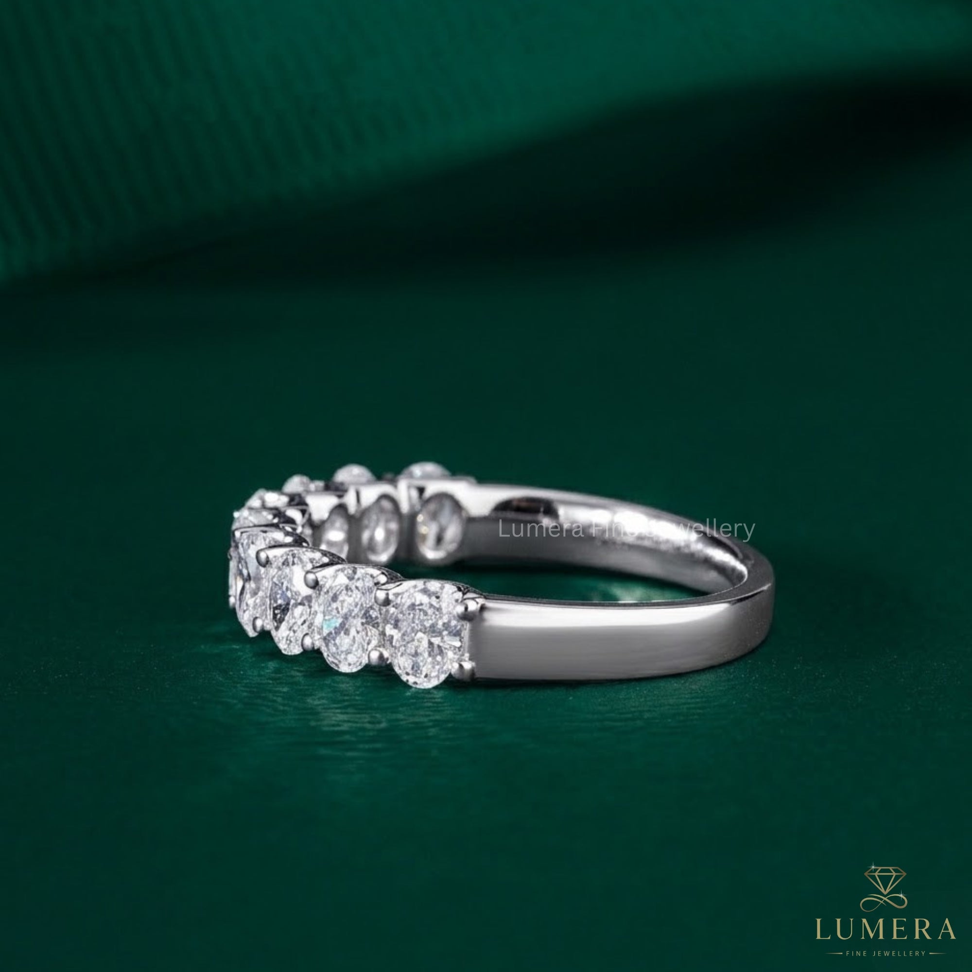 0.70 TCW Oval Cut Lab Grown Diamond Delicate Wedding Band