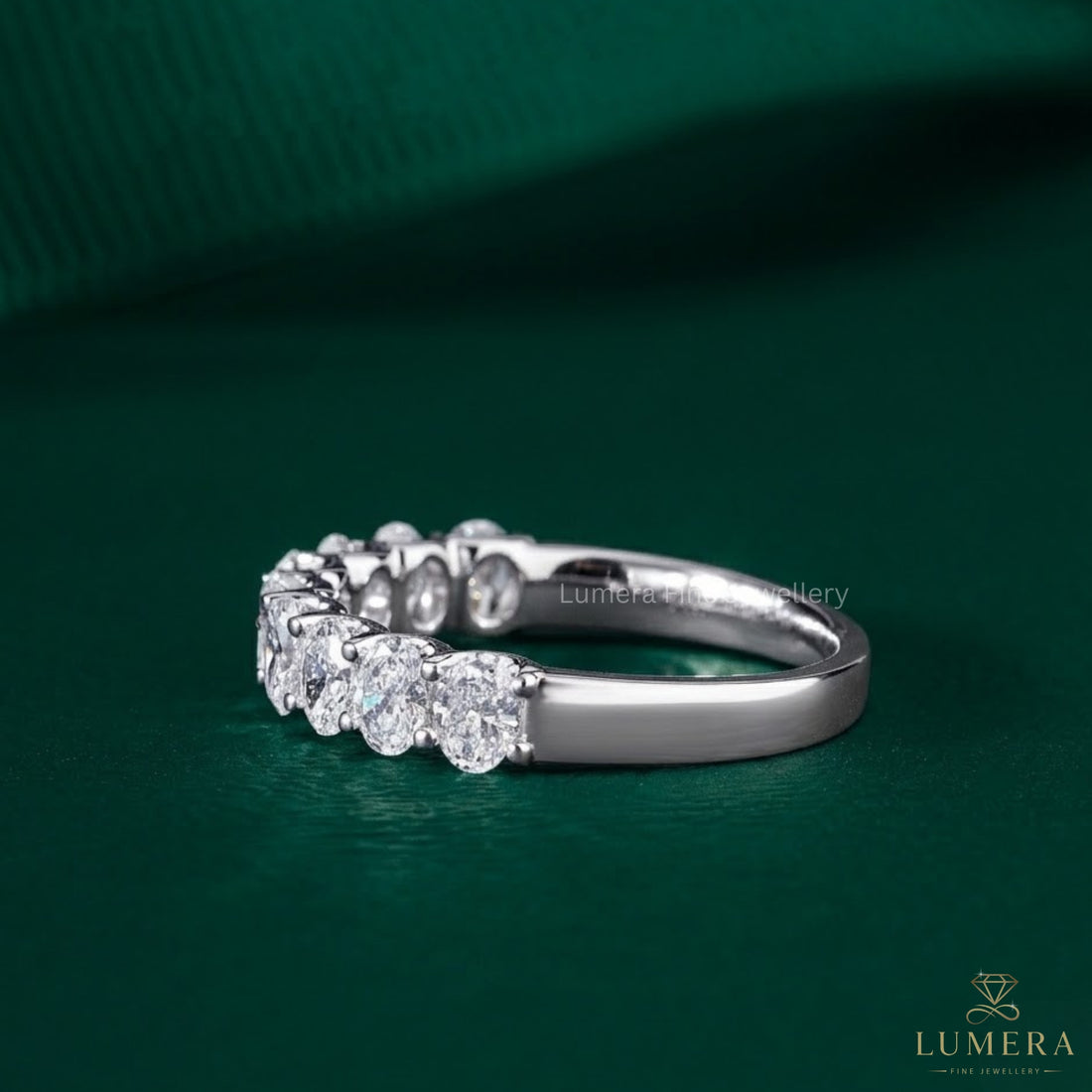 0.70 TCW Oval Cut Lab Grown Diamond Delicate Wedding Band