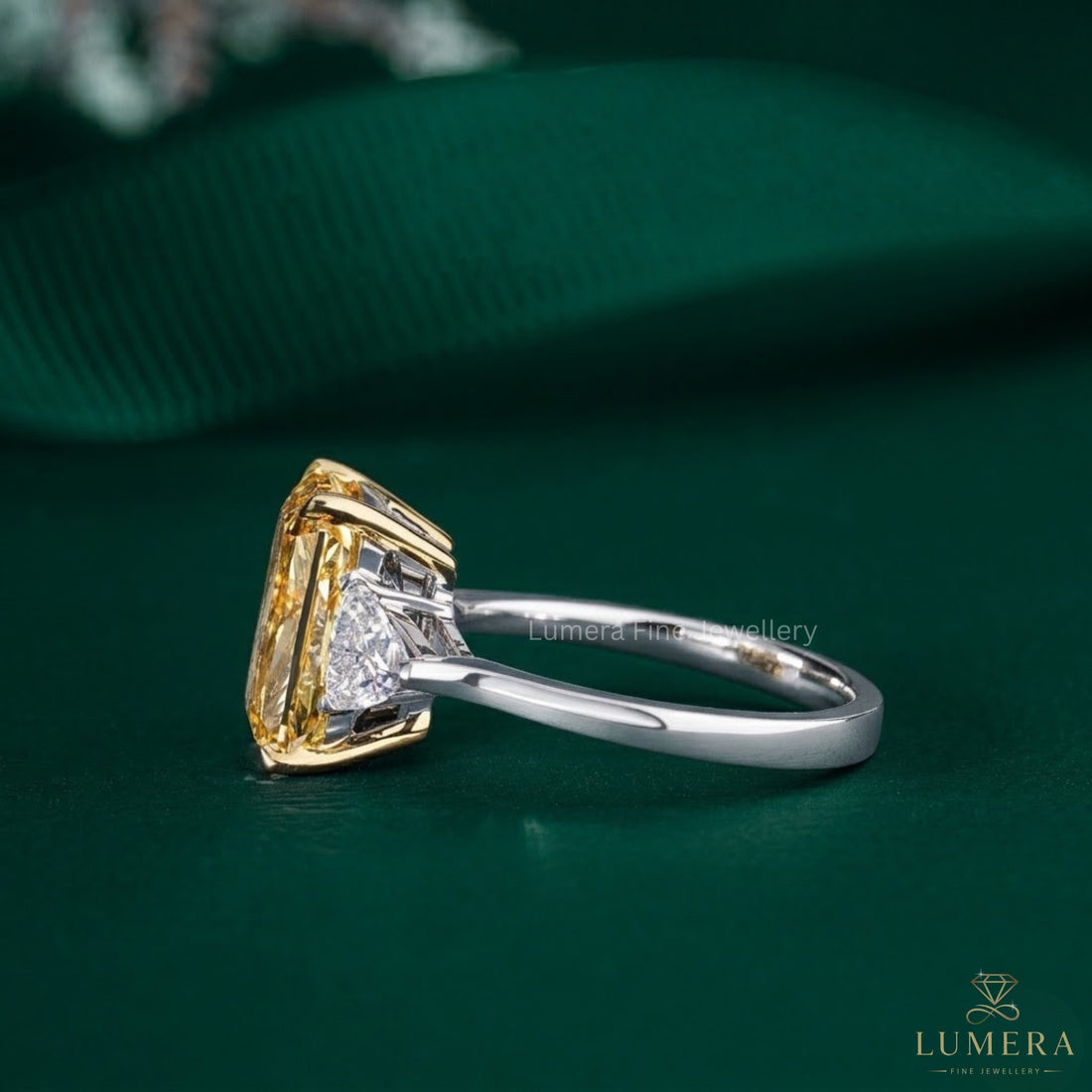 Radiant Diamond Ring with radiant engagement ring.
