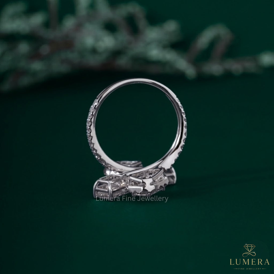 Emerald ring with emerald diamond engagement ring.