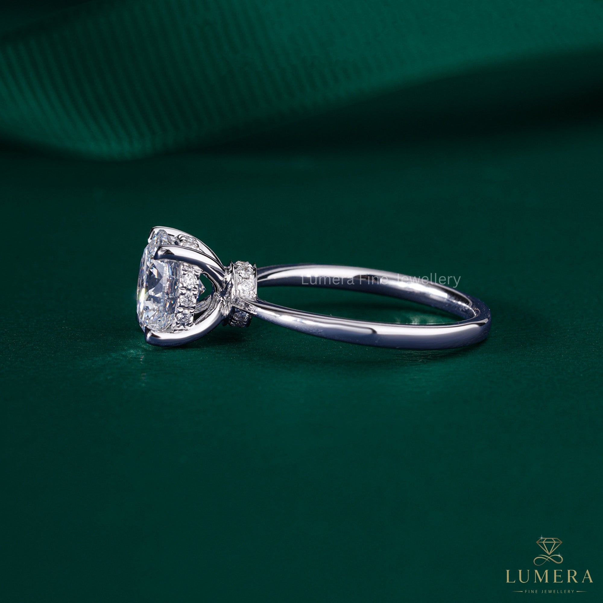 2.00 Ct Lab Grown Diamond Round Cut ,Hidden Halo Engagement ring
