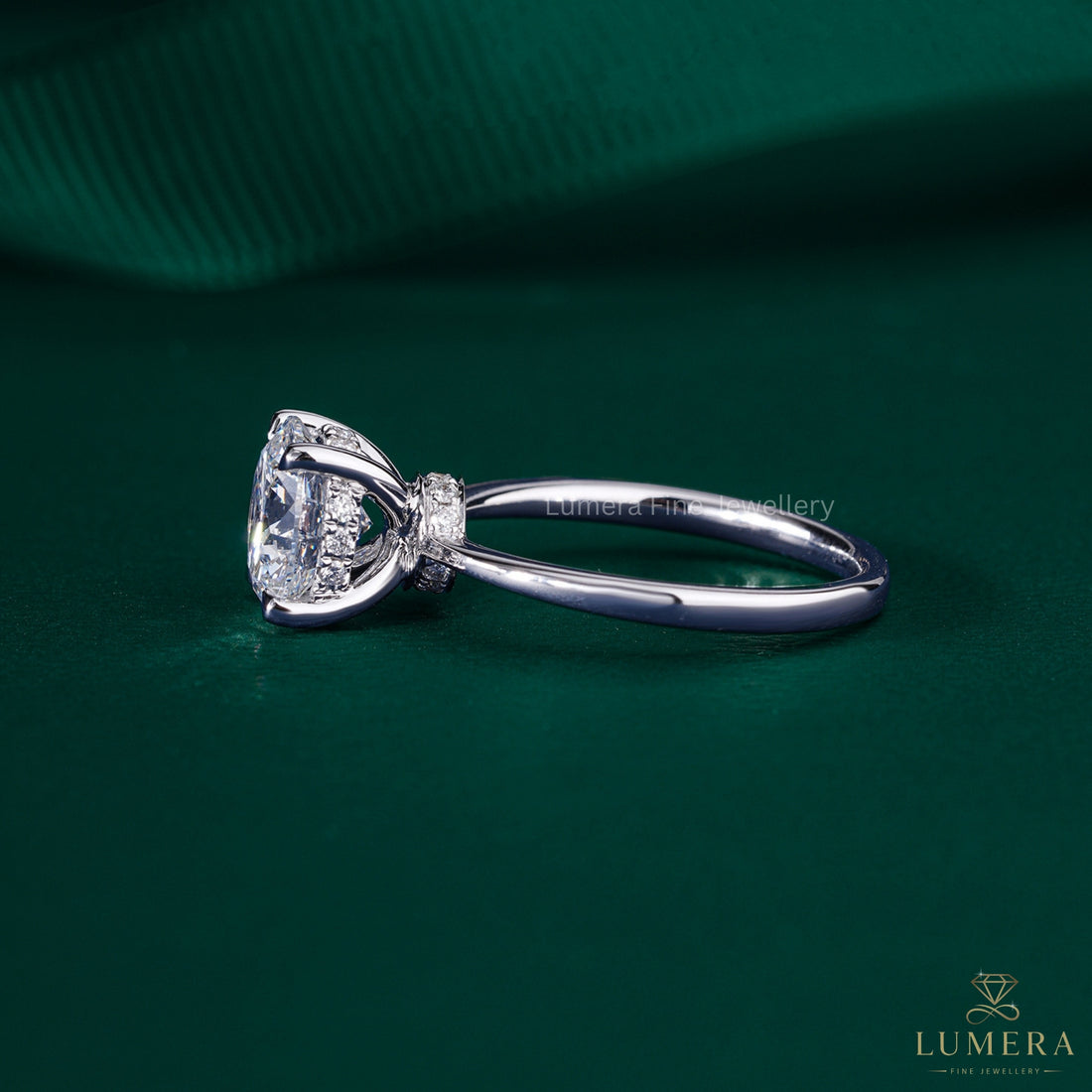 2.00 Ct Lab Grown Diamond Round Cut ,Hidden Halo Engagement ring