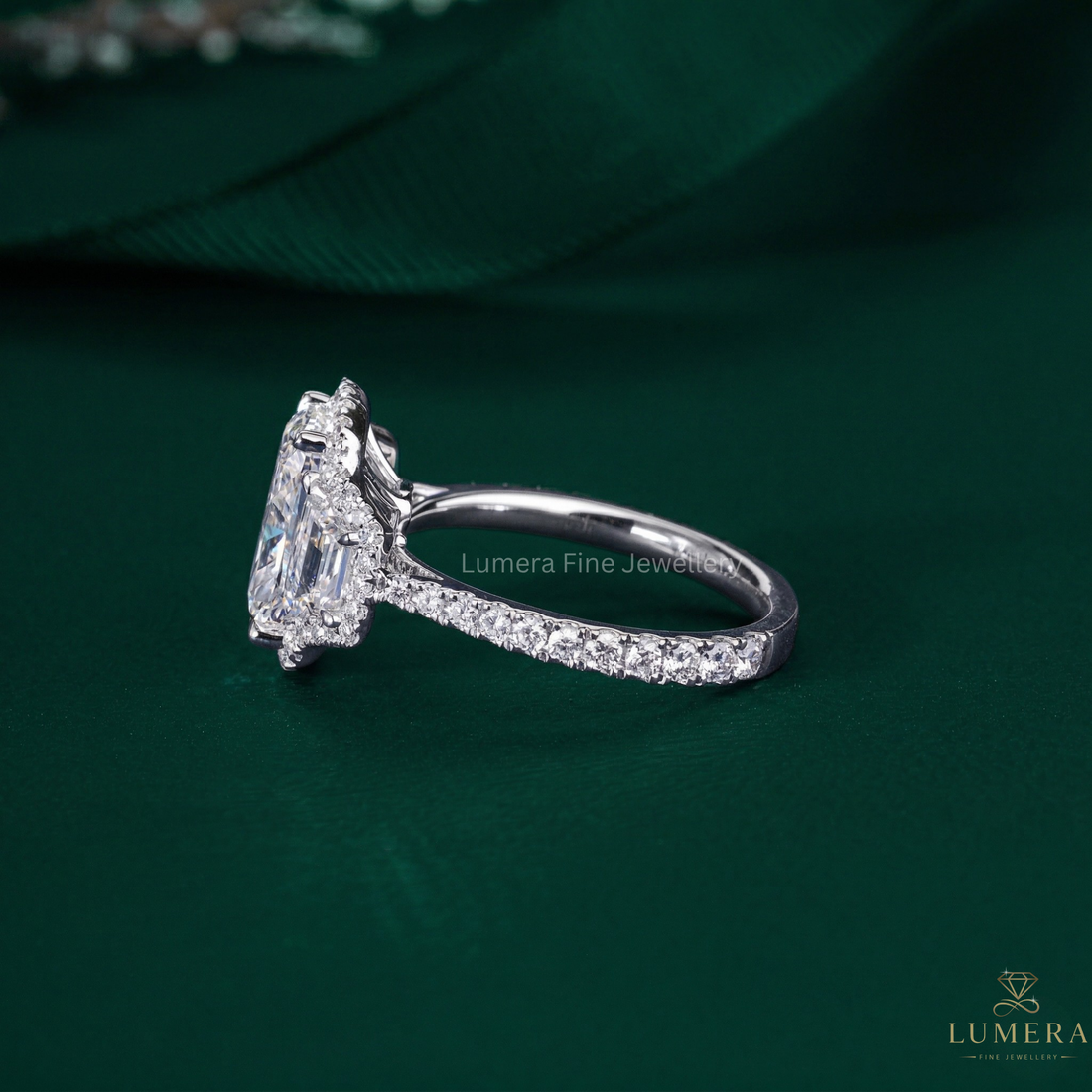 cathedral setting ring with unique engagement ring.

