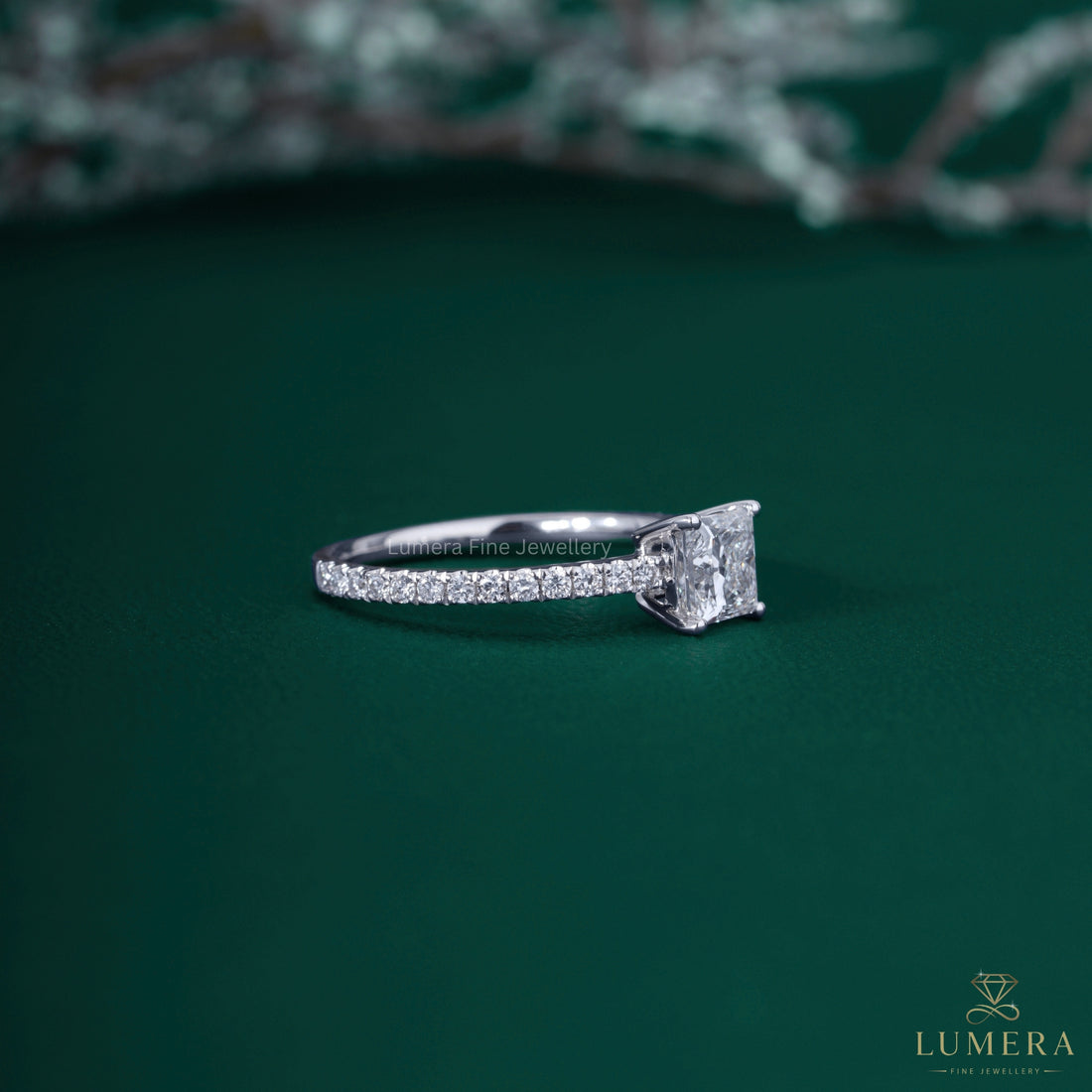 Princess engagement ring with antique diamond ring.