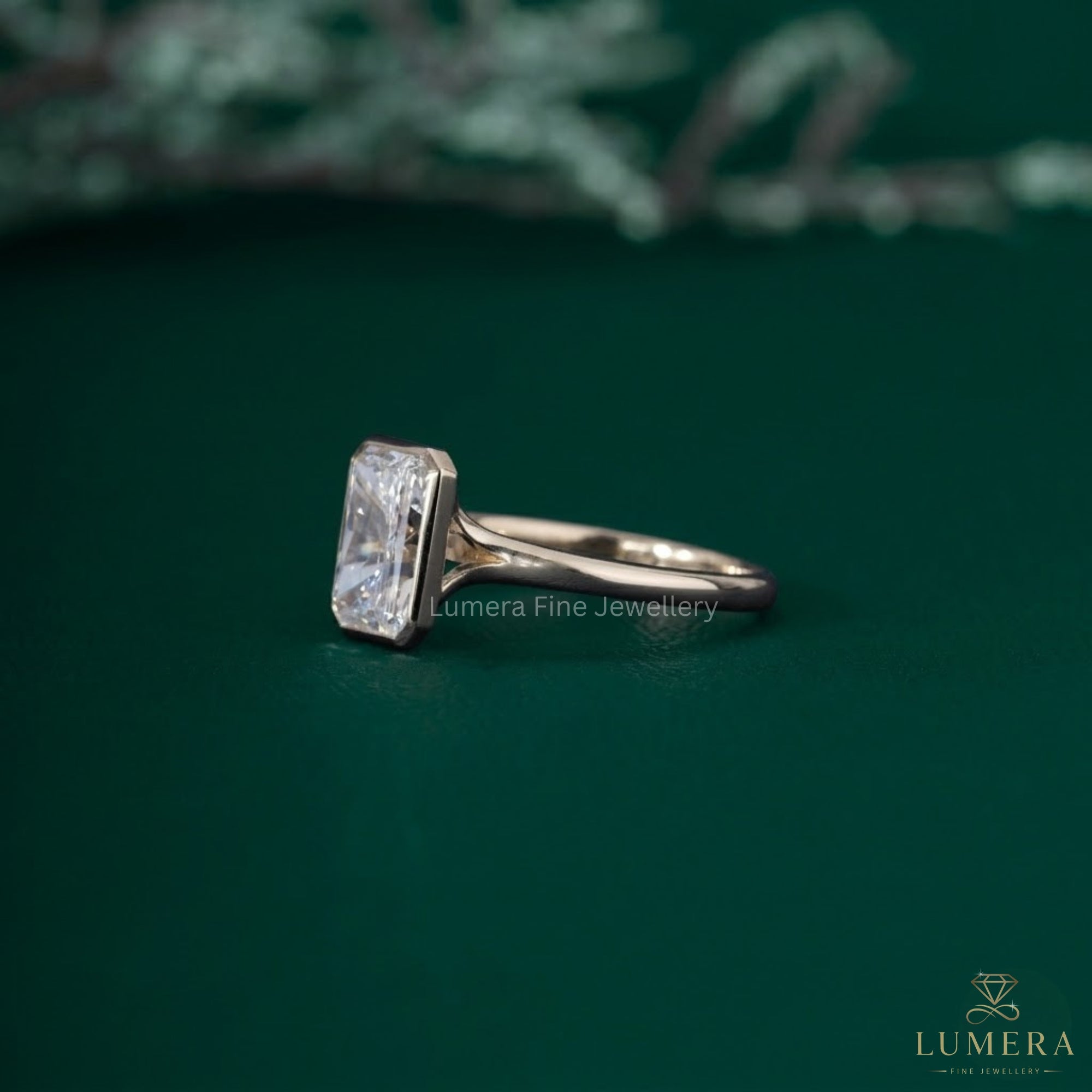 Radiant diamond ring with Radiant engagement ring.