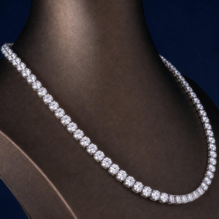 round diamond tennis necklace with Half Bead Necklace.