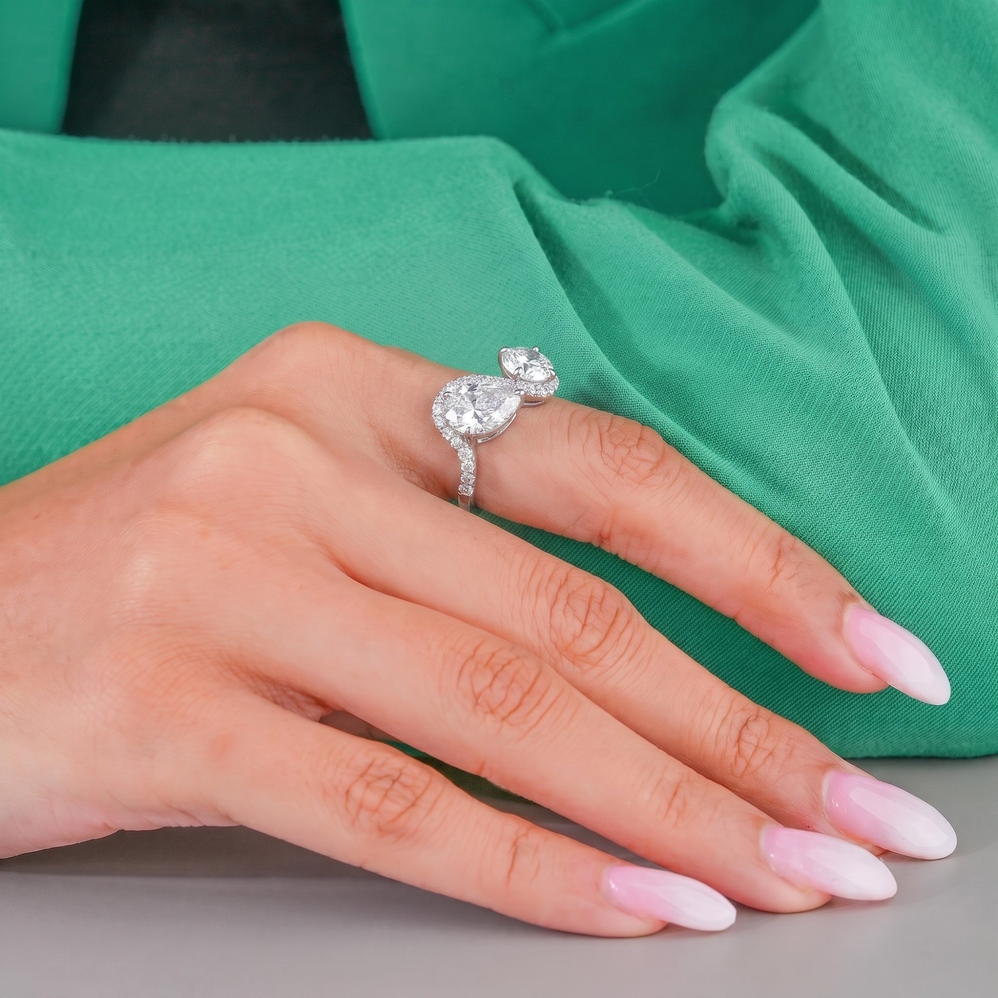 Claw prong setting with solid gold ring.
