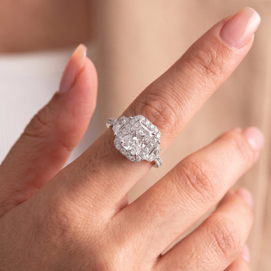 pave setting ring with claw prong setting.
