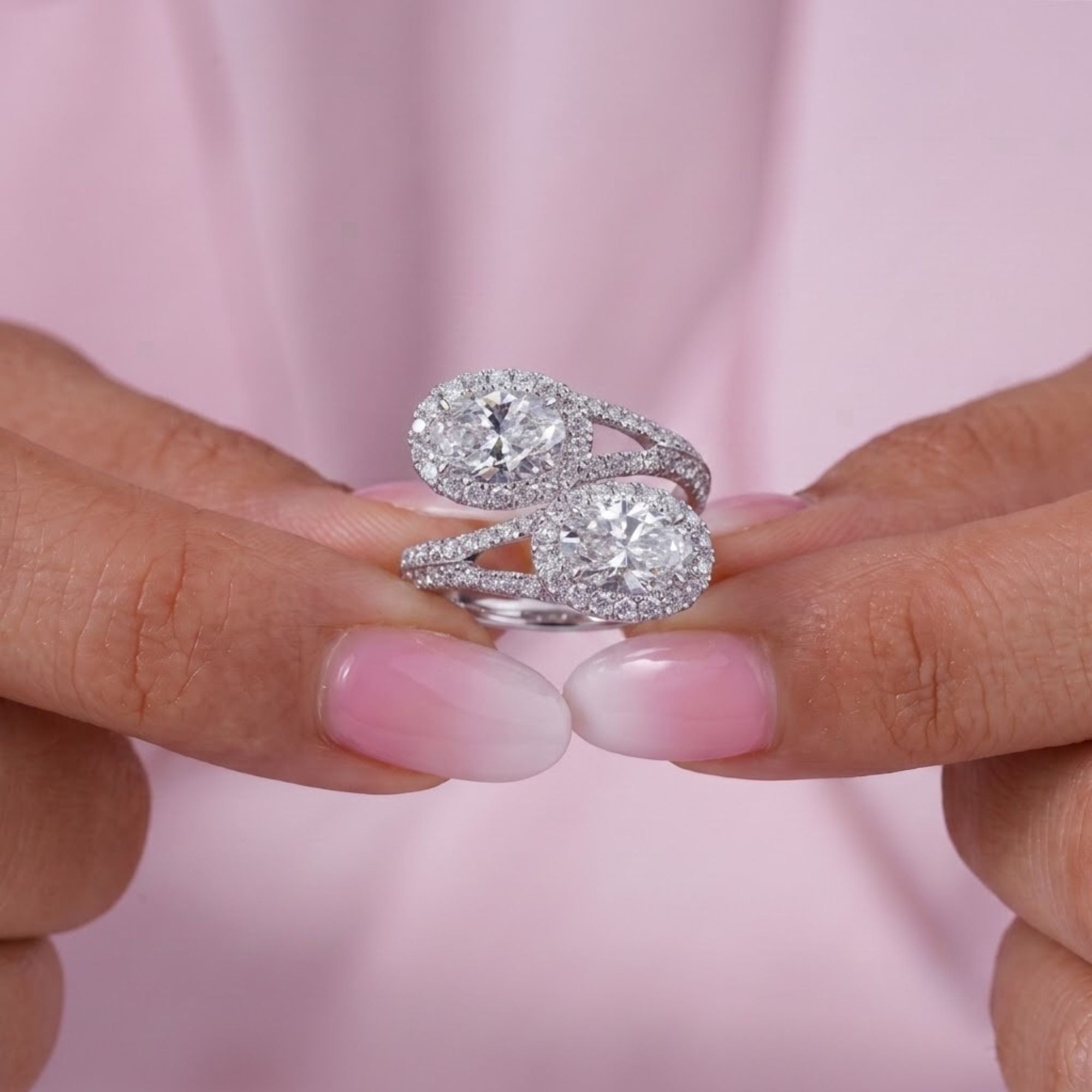 two row pave setting with two row ring.
