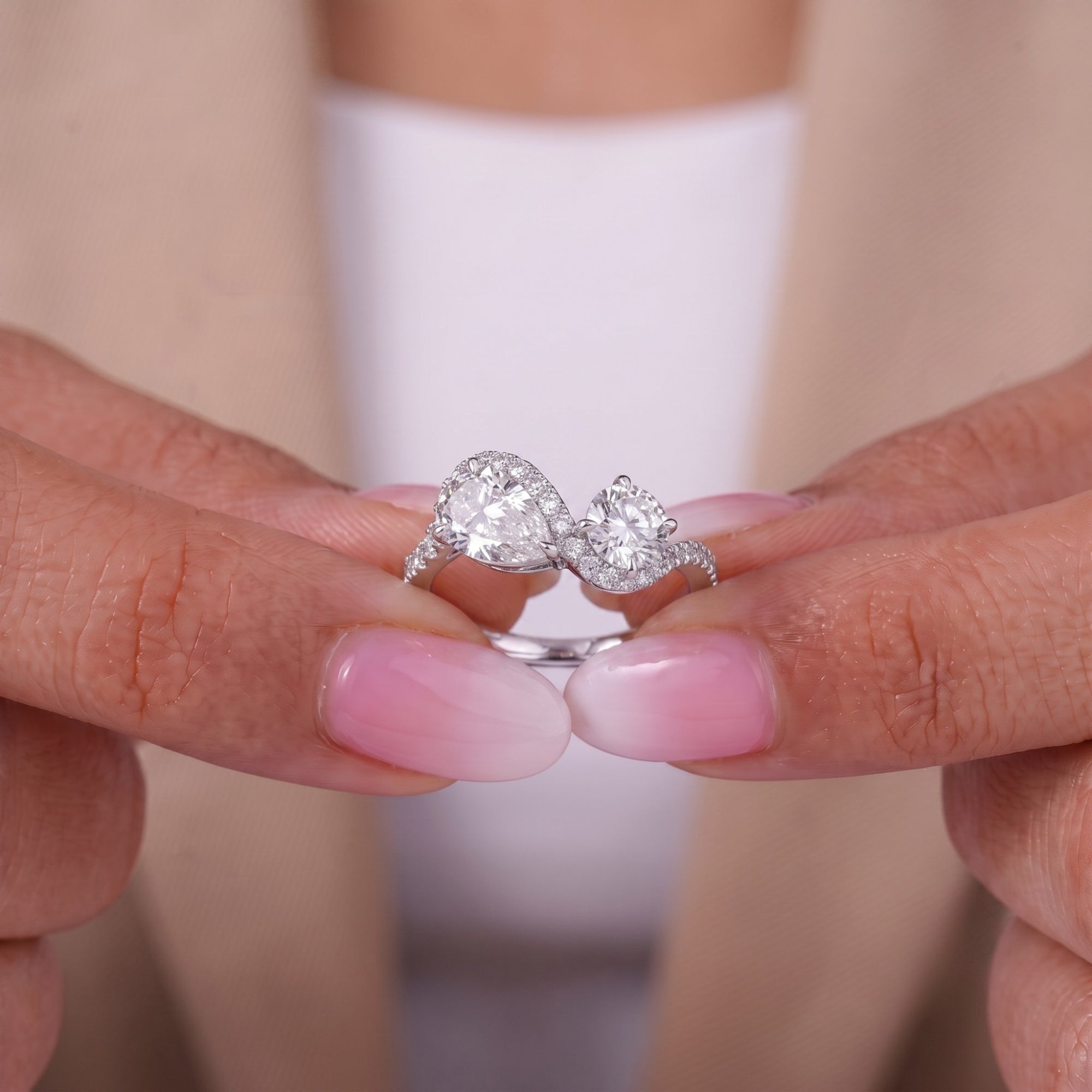 Toi et moi engagement ring with Two stone ring.
