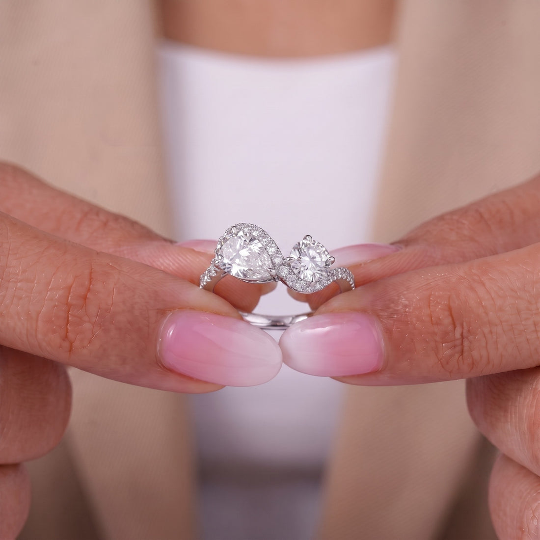 Toi et moi engagement ring with Two stone ring.
