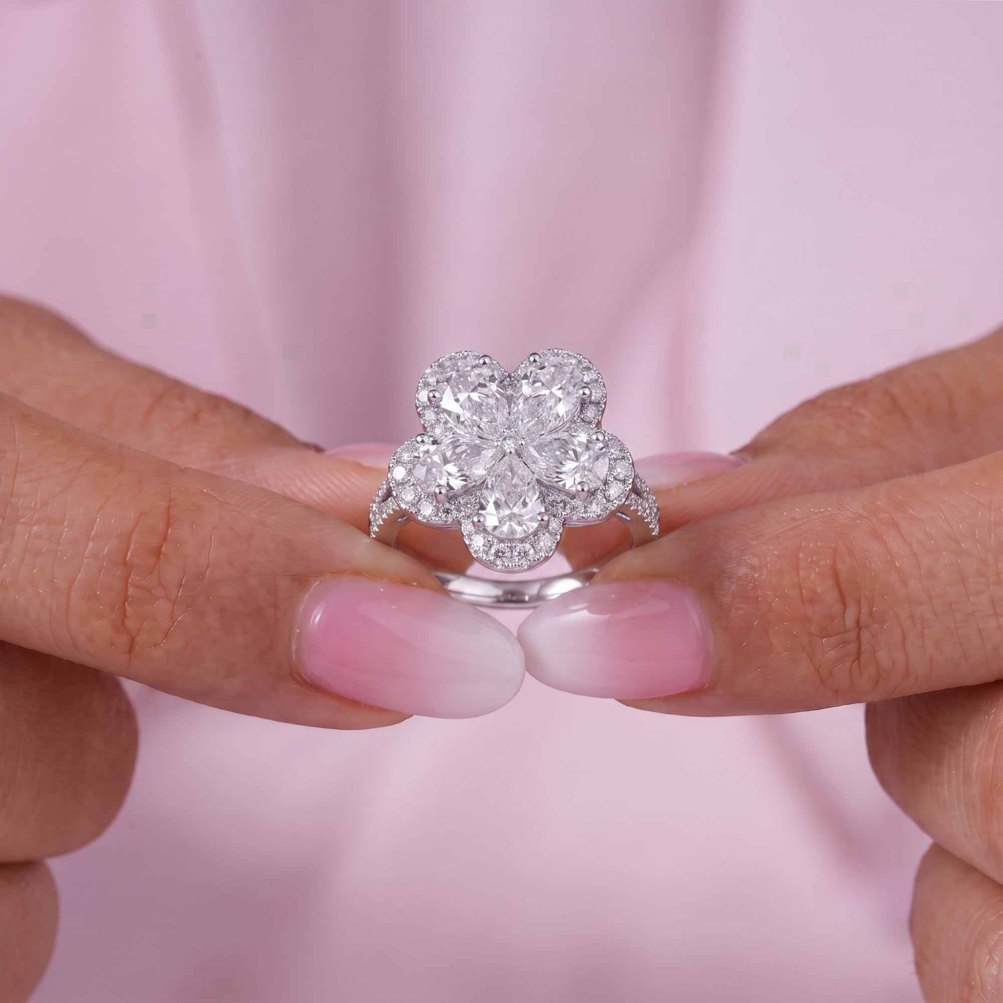 cathedral engagement ring with pave diamond ring.
