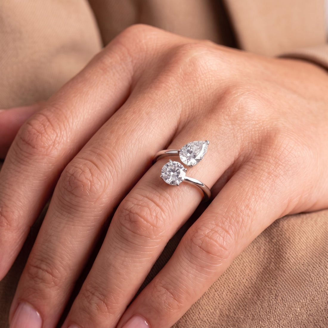 toi et moi engagement ring with two stone engagement ring.
