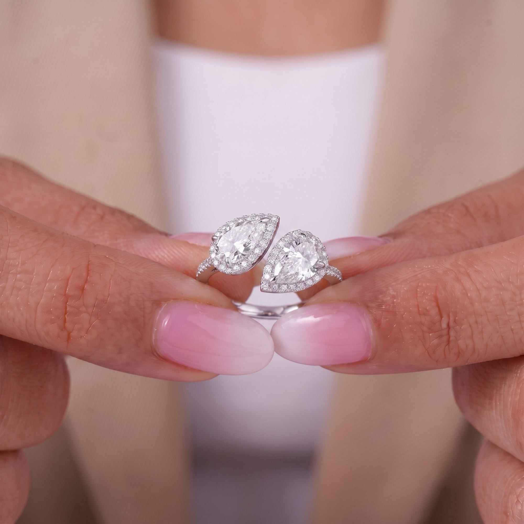 halo diamond ring with bypass engagement ring.
