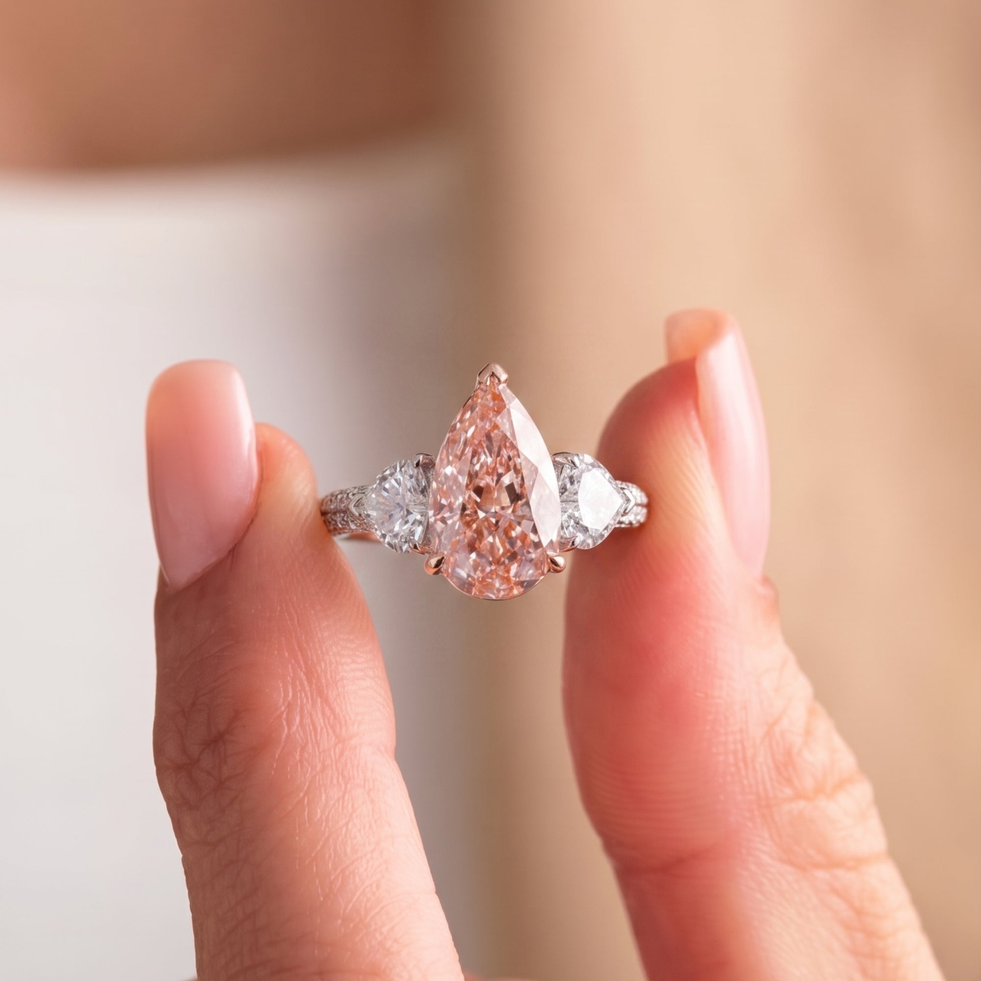 hidden halo setting ring with multi row pave band ring.
