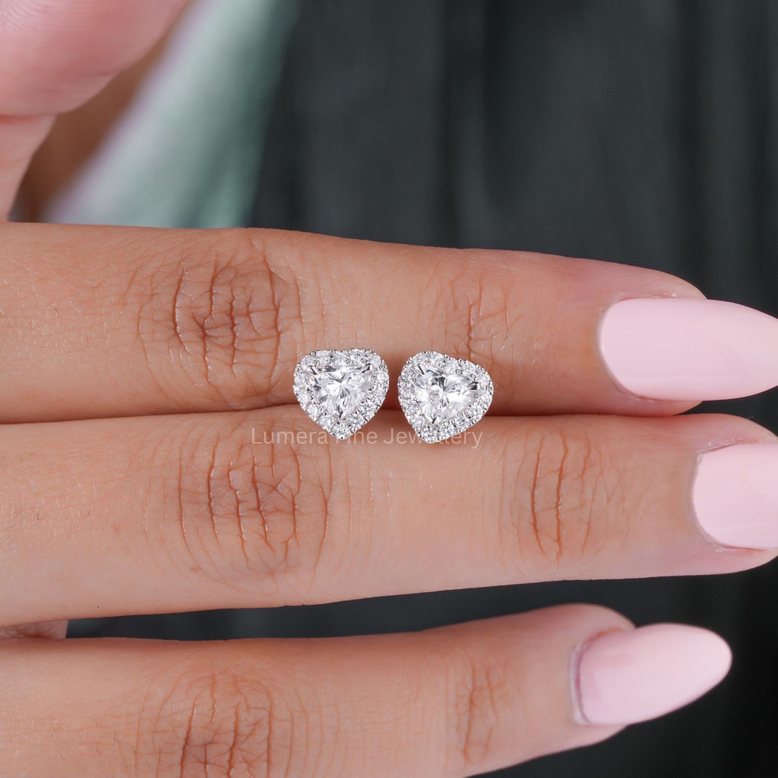heart cut earrings with solid gold earrings.
