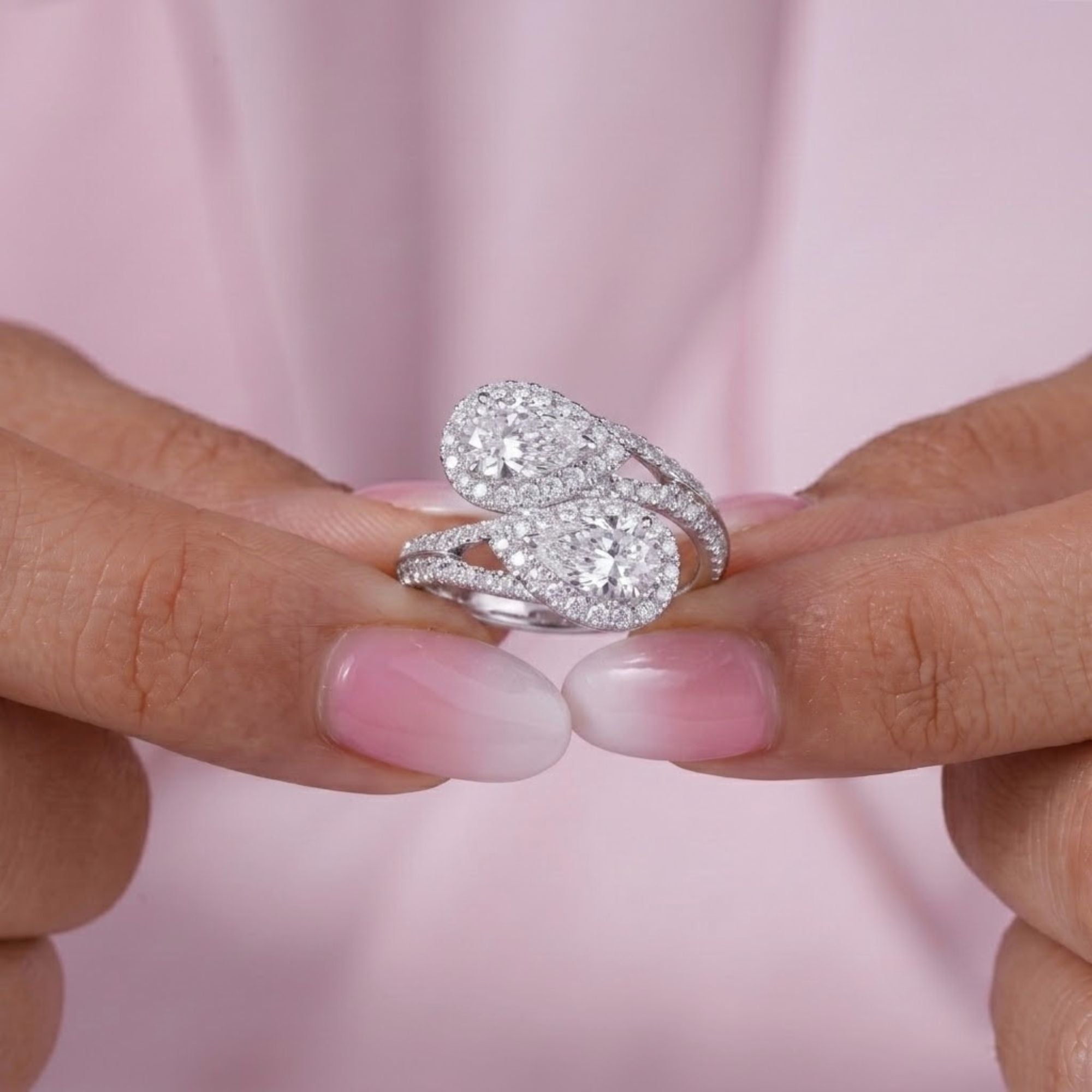 pave diamond ring with pave setting ring.
