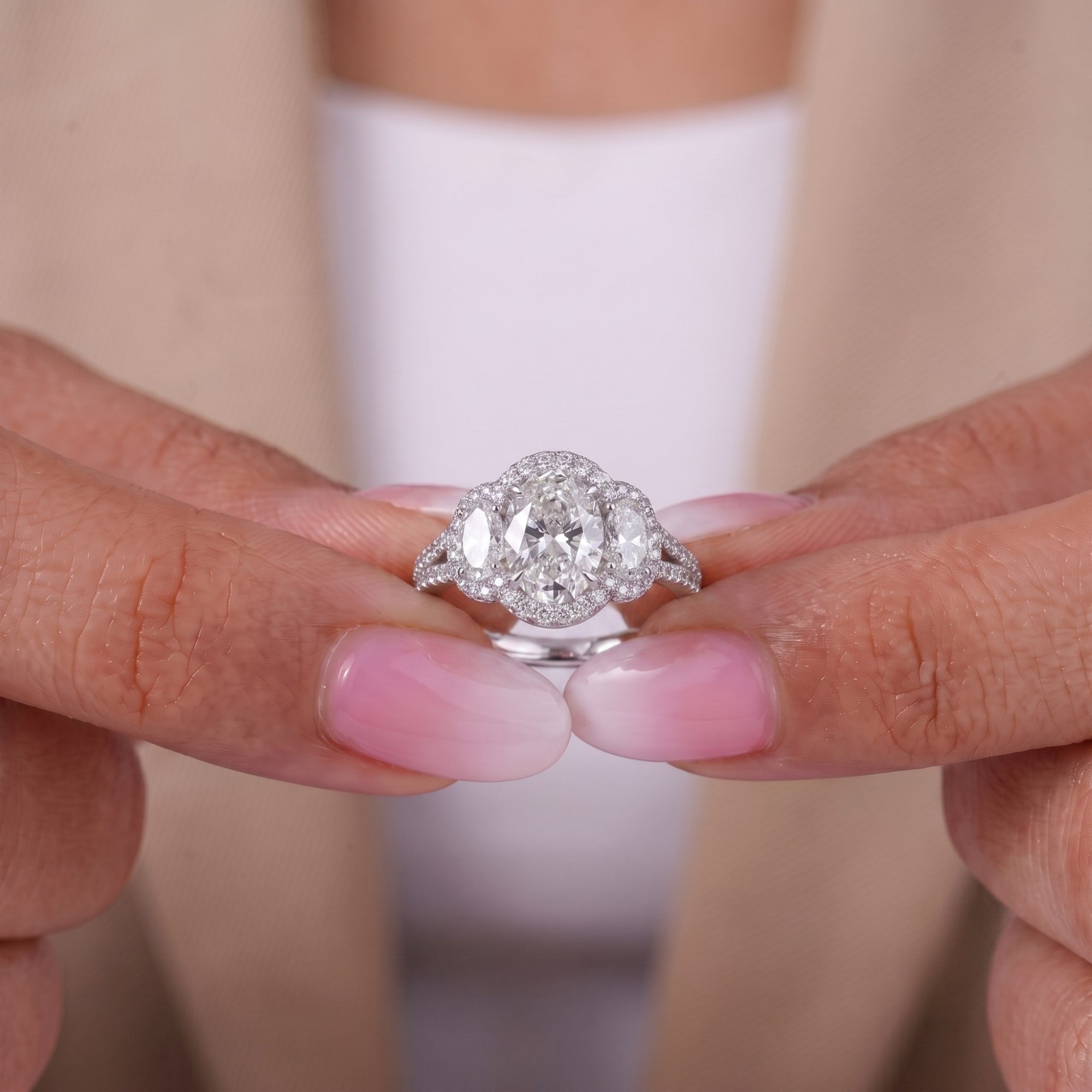 Two row pave band with Two row pave ring.
