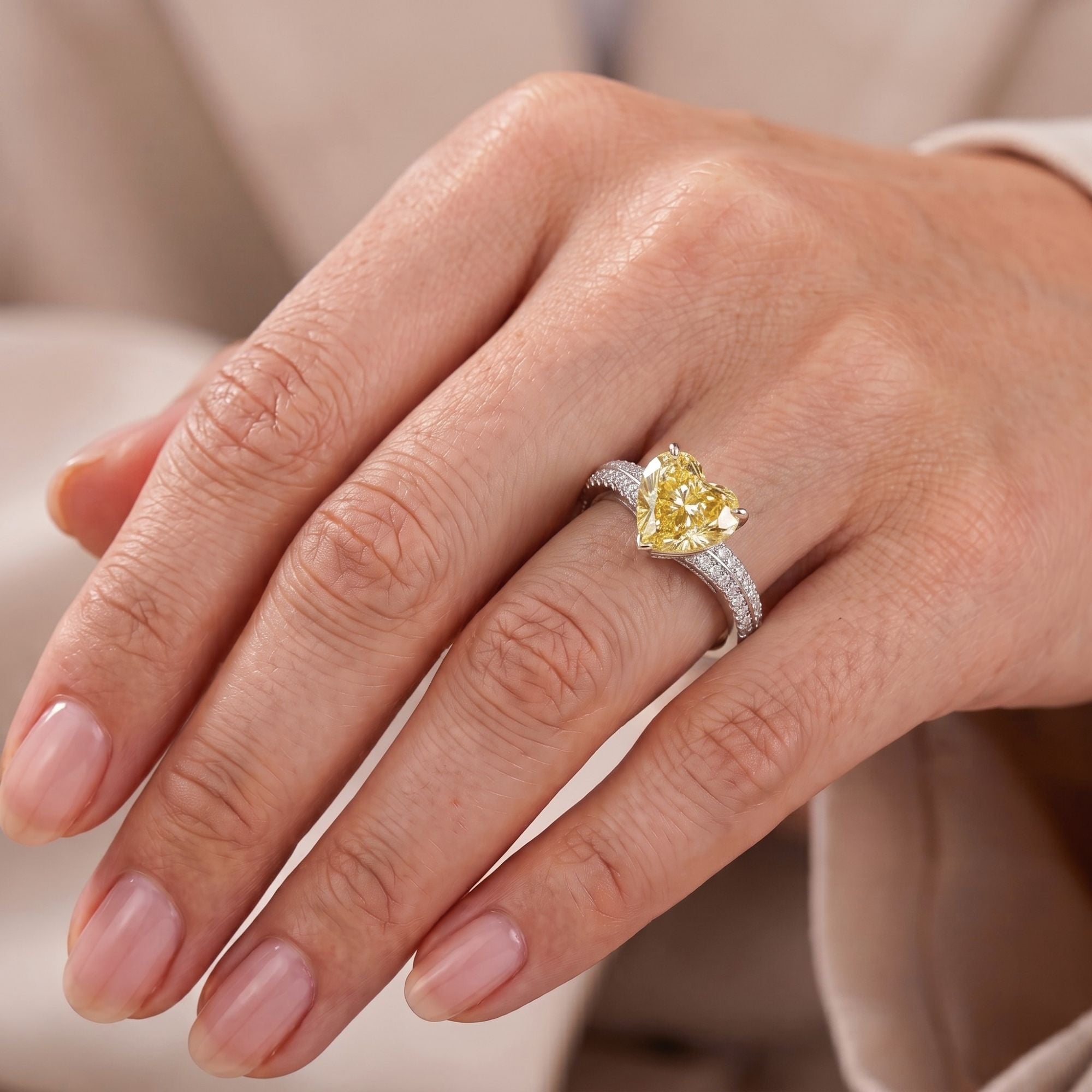 2 side row pave band with round cut pave band.
