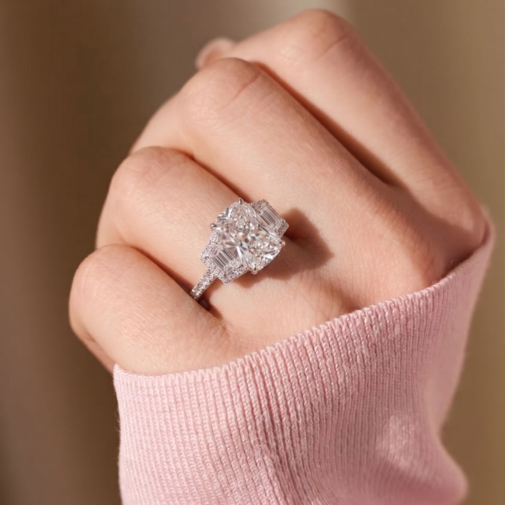pave setting ring with pave diamond ring.

