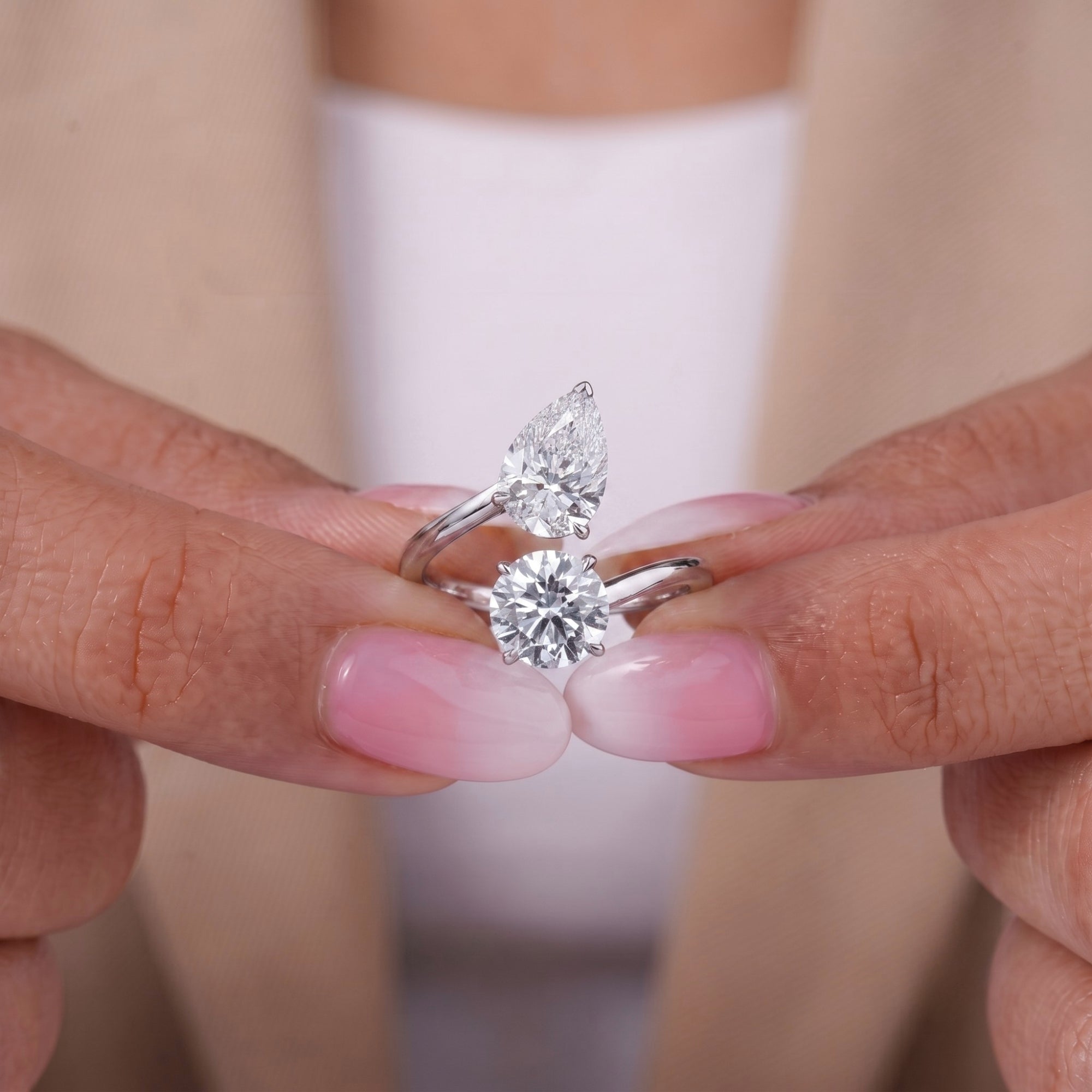 toi et moi diamond ring with open gap ring.
