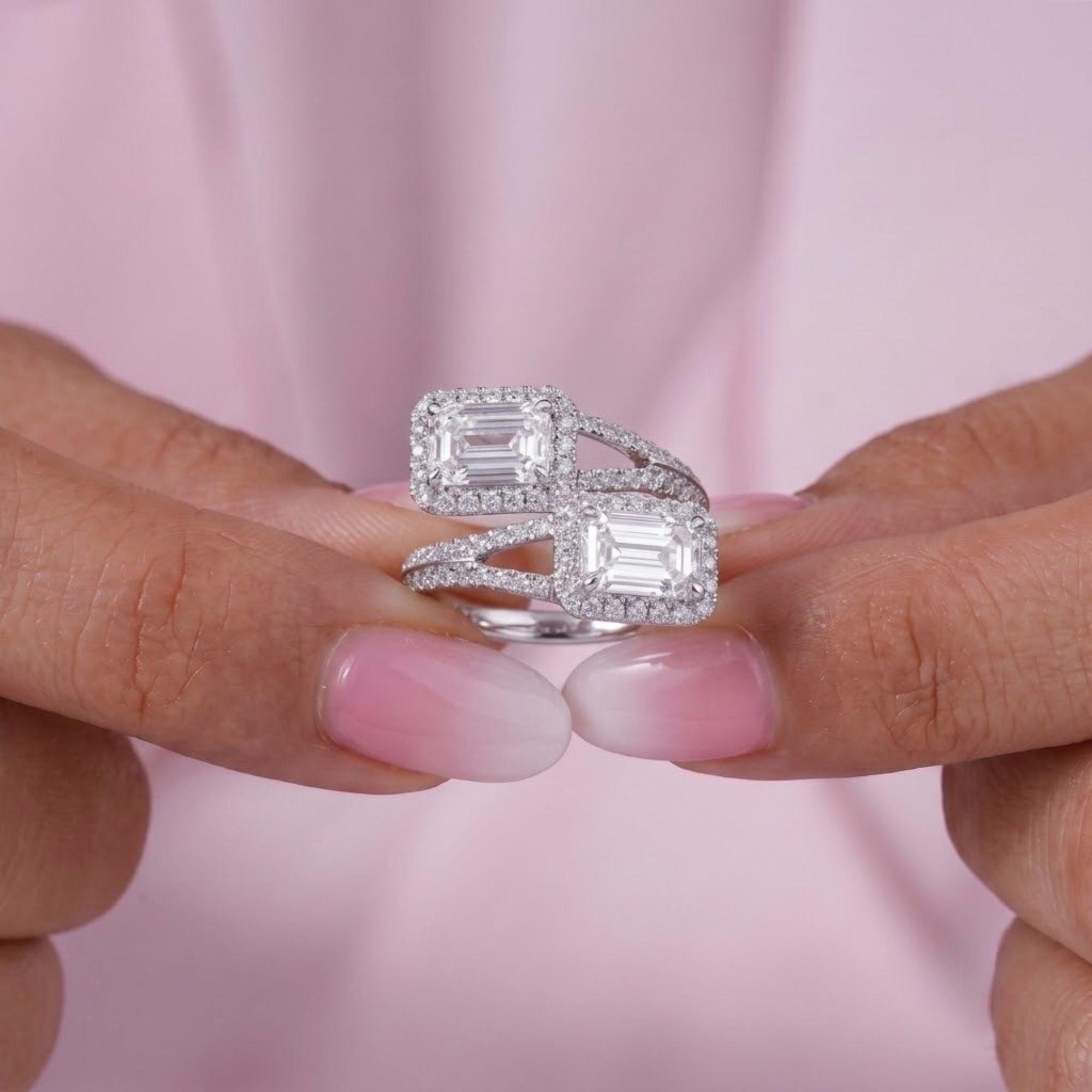 halo engagement ring with split shank engagement ring.
