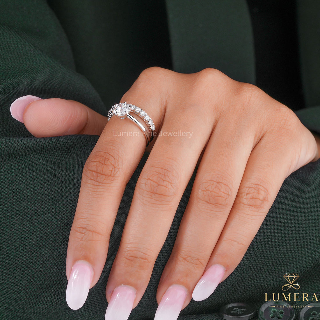 half eternity ring with round cut eternity ring.

