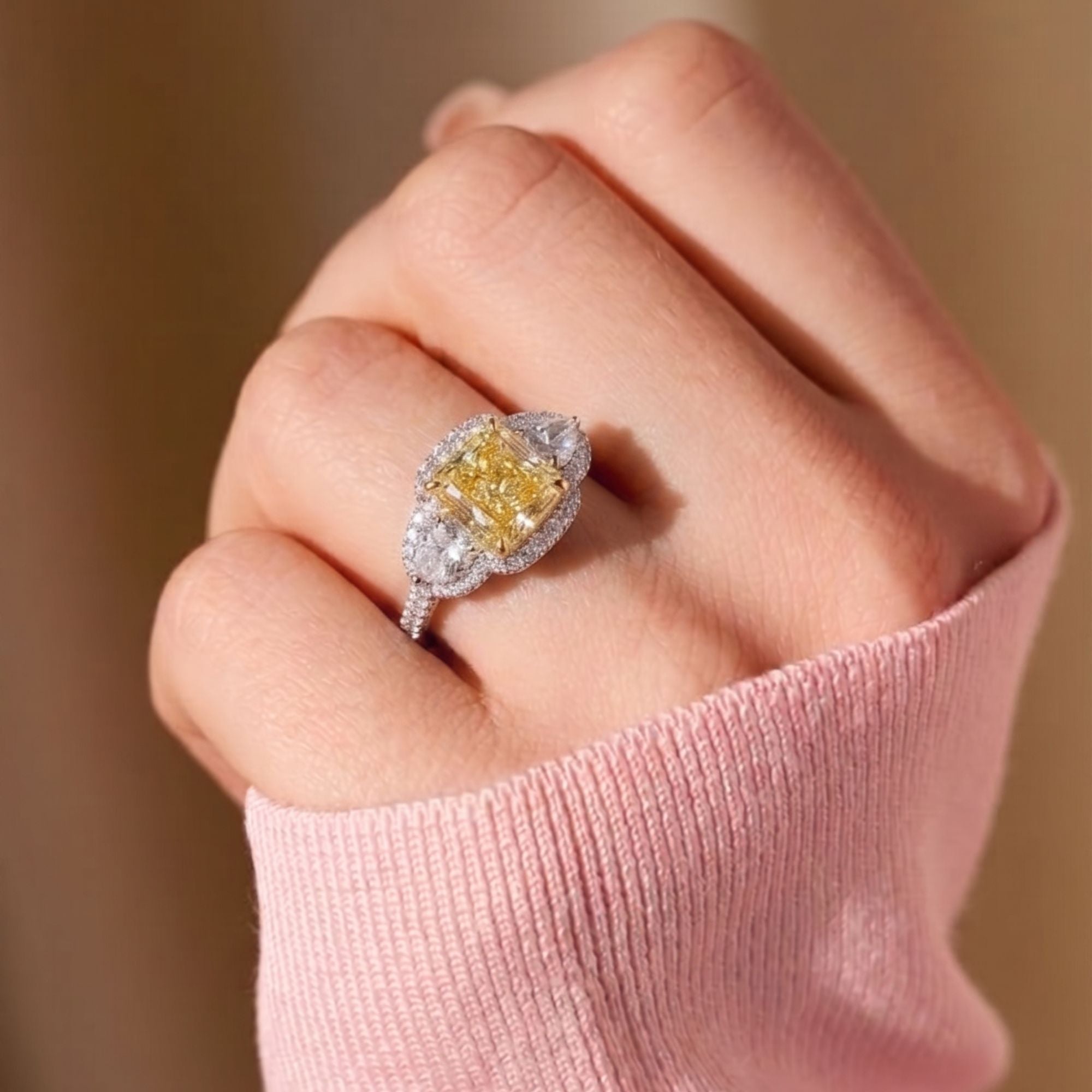 pave ring with pave diamond ring.
