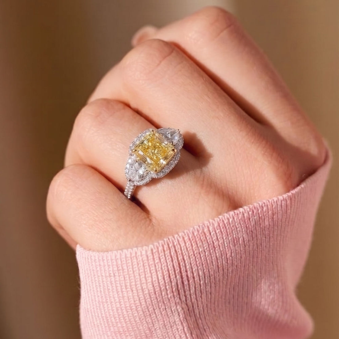 pave ring with pave diamond ring.
