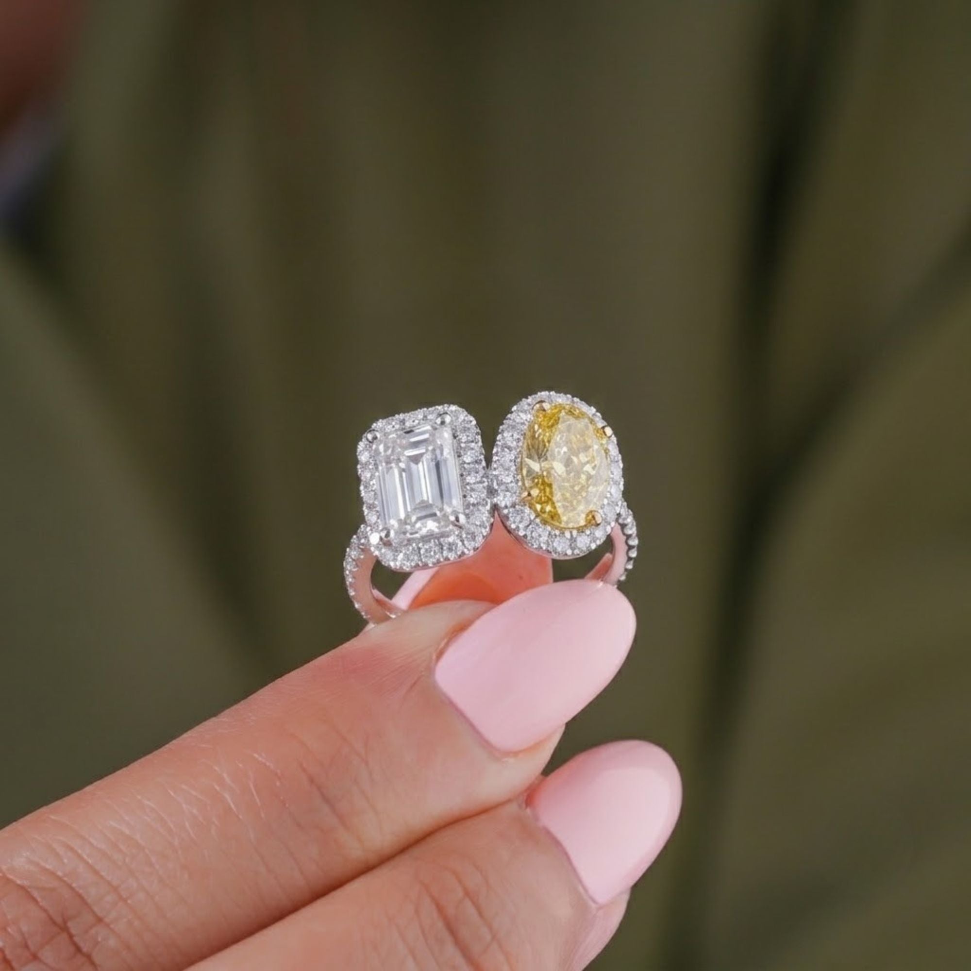 Lumera diamond ring with Yellow Diamond Toi Et Moi Ring.
