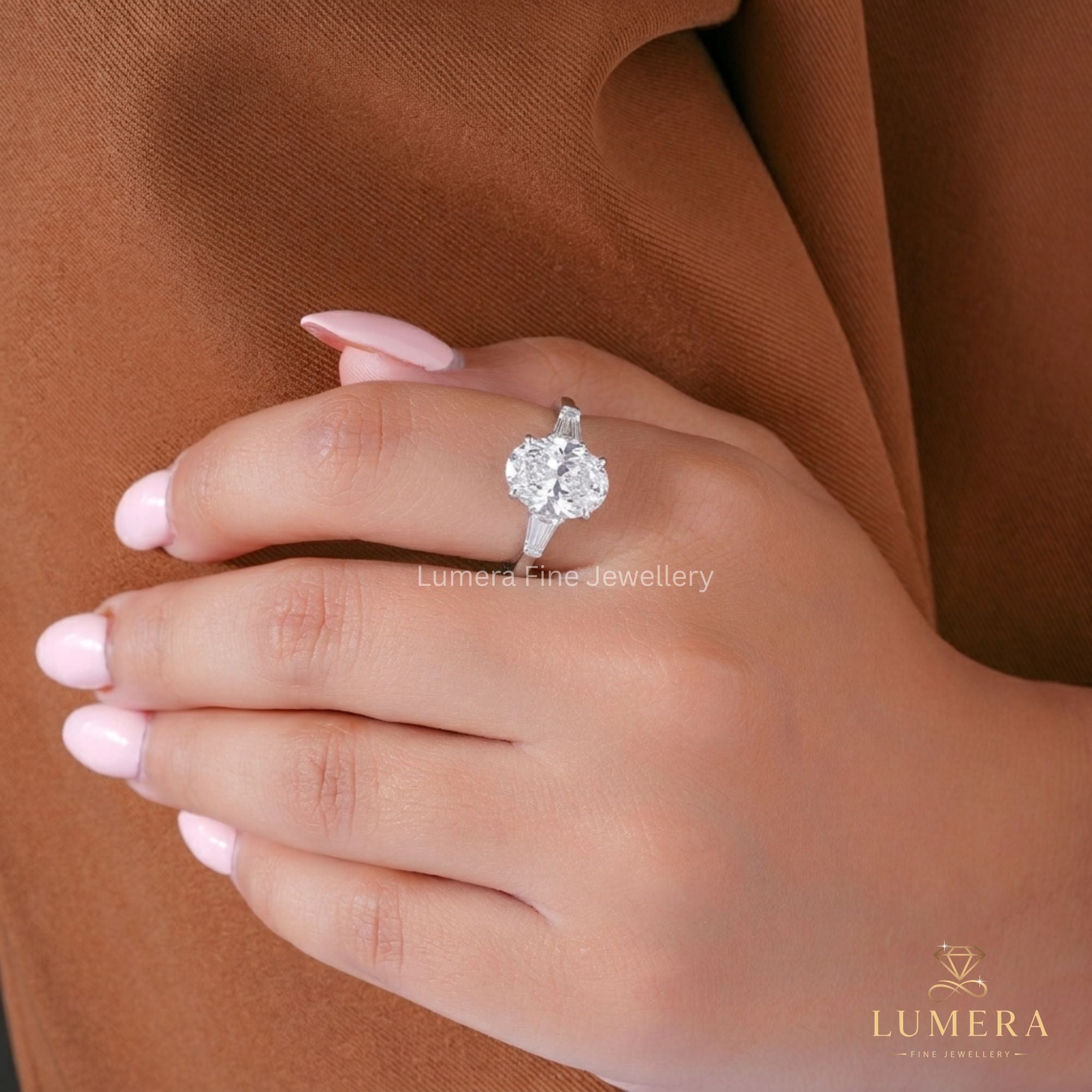 Lumera diamond ring with oval diamond engagement ring.
