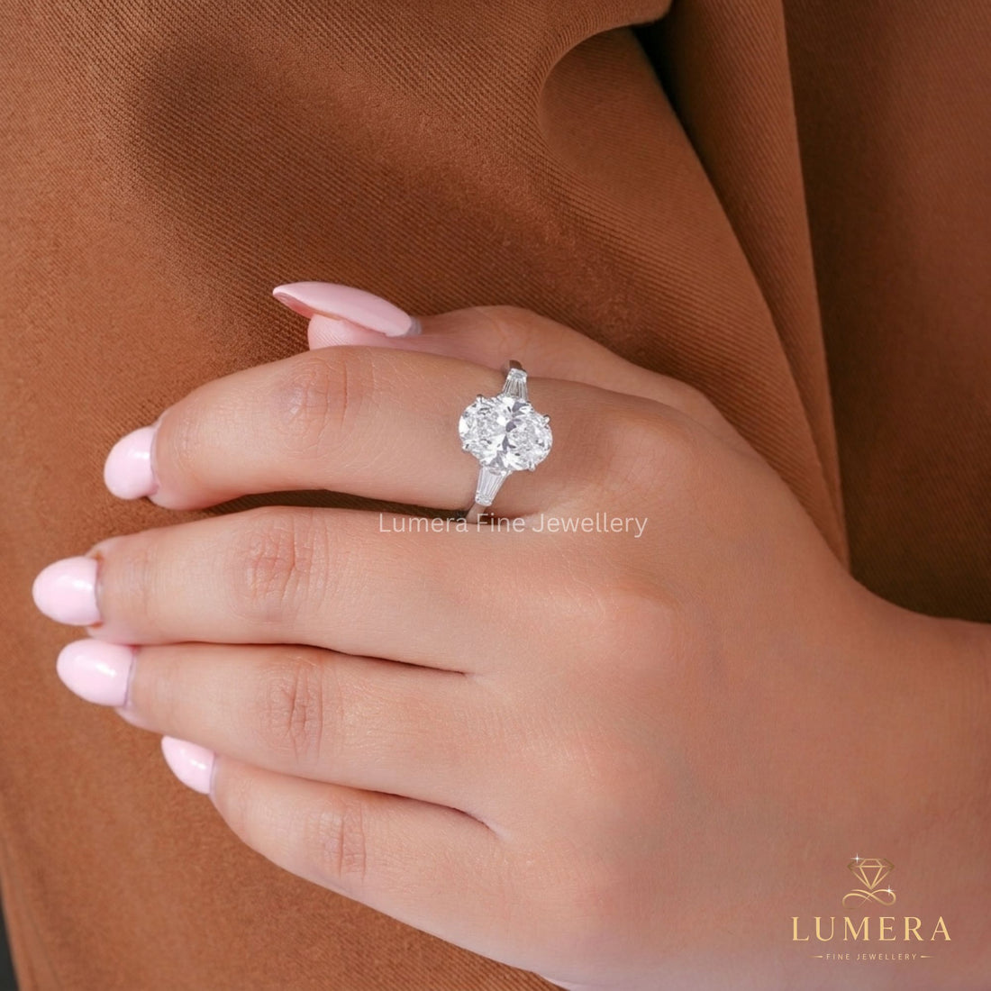 Lumera diamond ring with oval diamond engagement ring.
