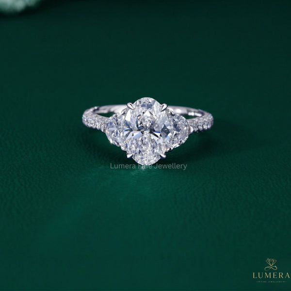 oval cut diamond ring with oval engagement ring.