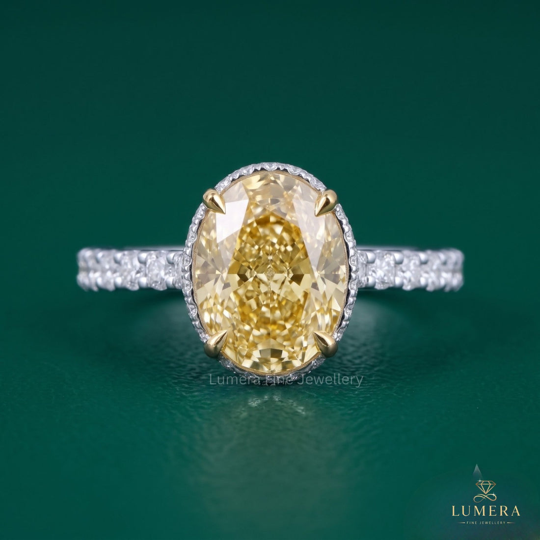 Hidden Halo Yellow Oval Diamond Ring