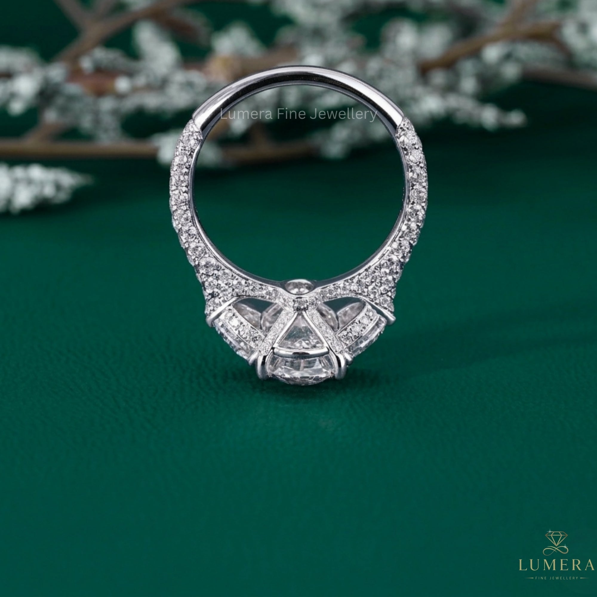 multi row pave band with round cut pave setting ring.