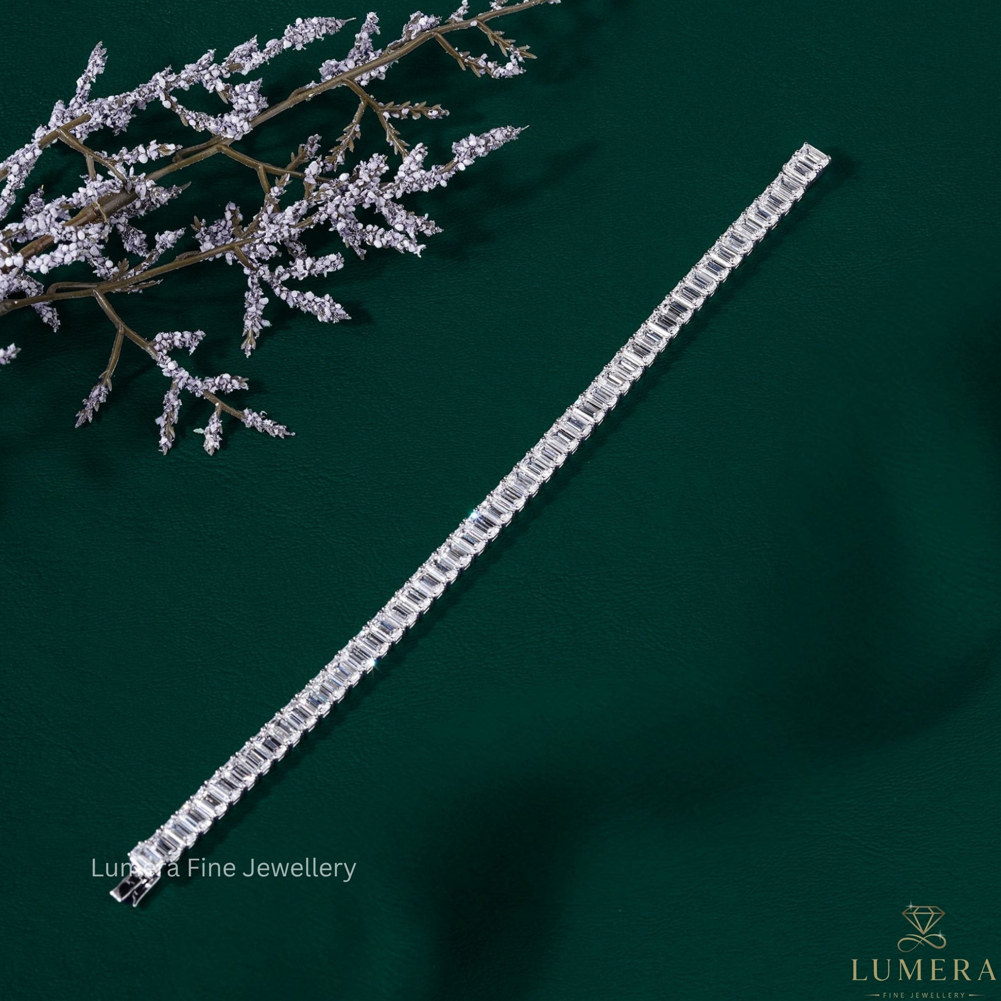 Emerald Cut Lab Grown Diamond Tennis Bracelet