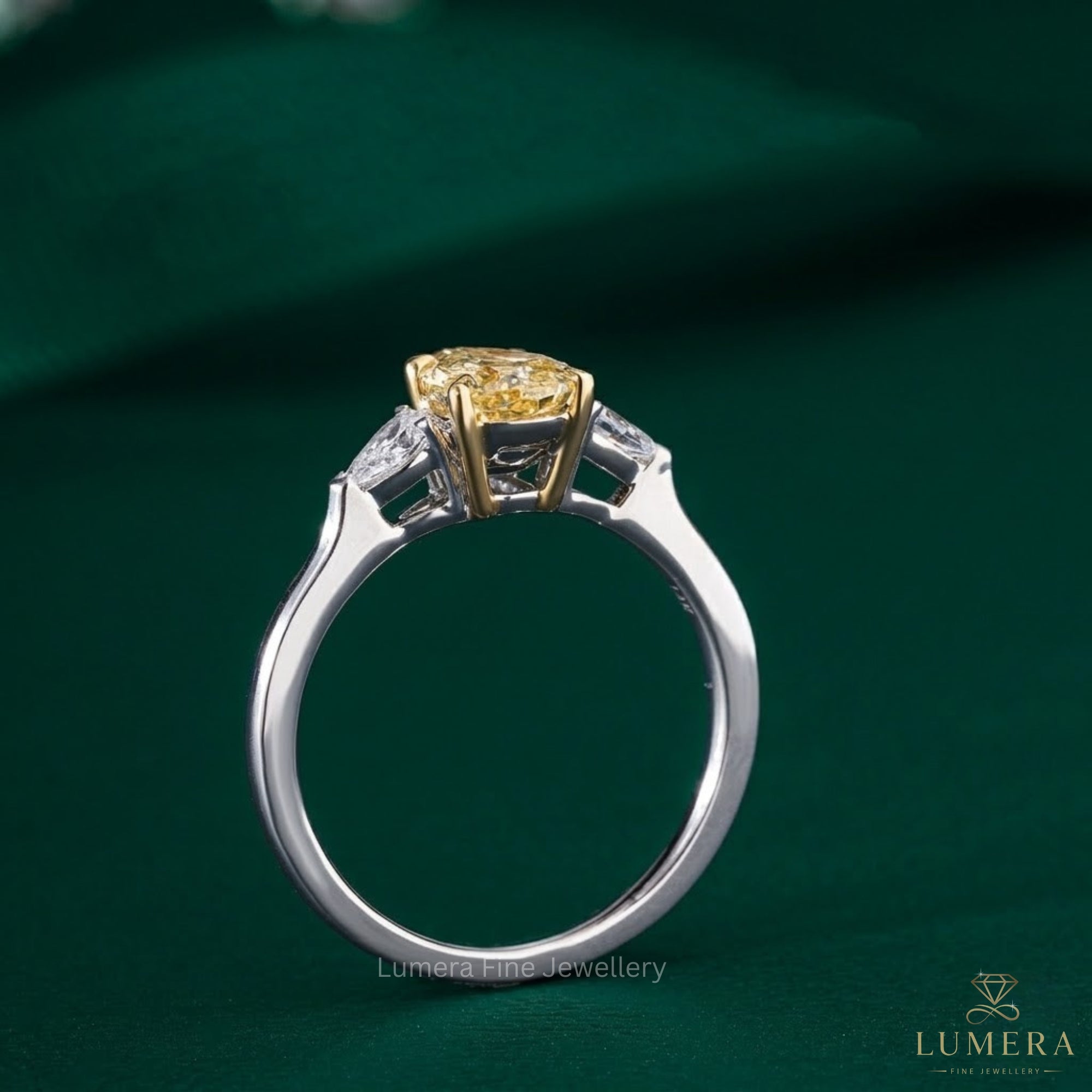 1.50 CT Yellow Pear Lab Grown Diamond Engagement Ring