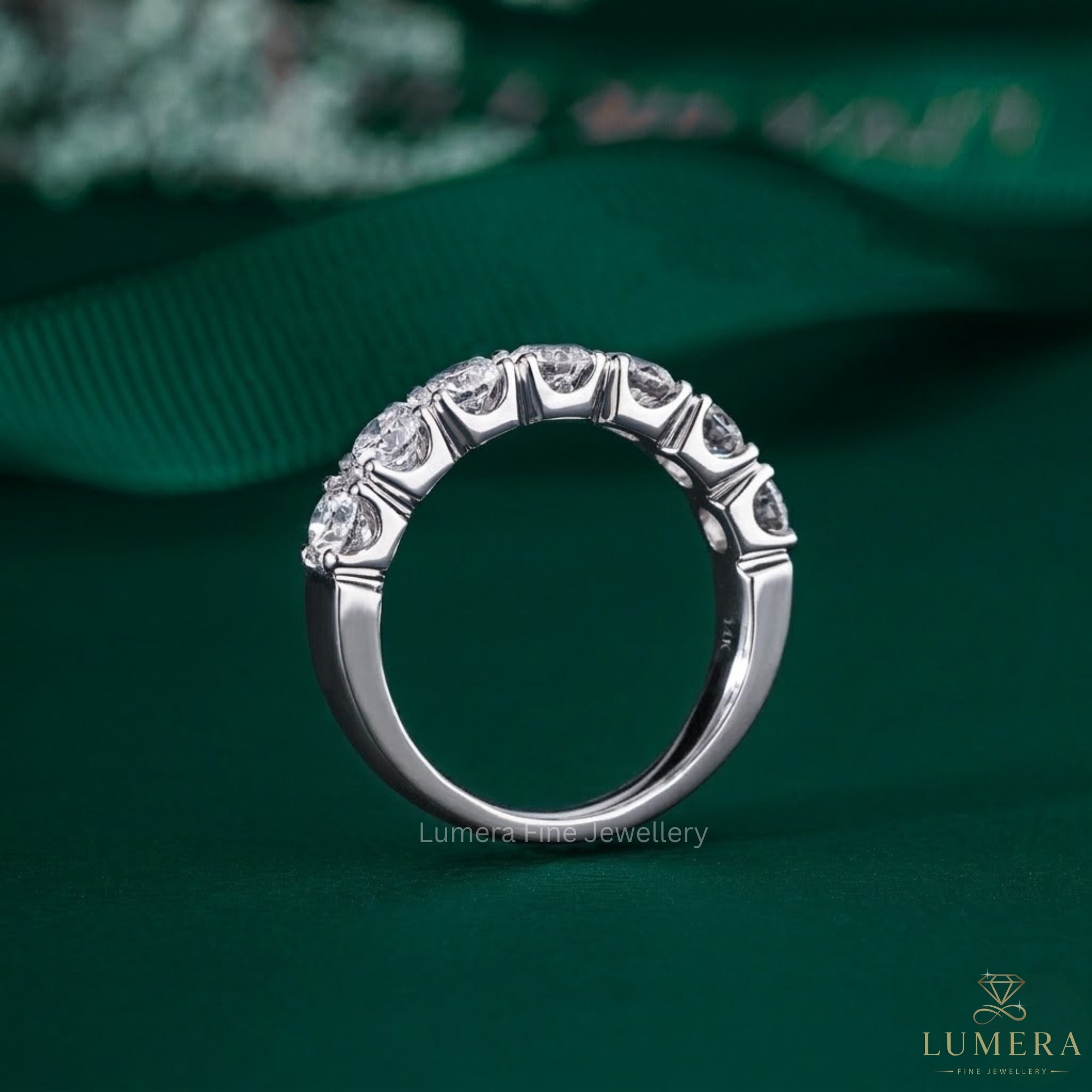 Lumera diamond Band in round wedding band style.
