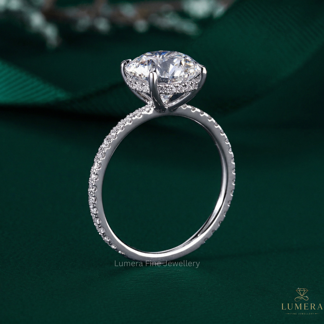 pave band with claw prong set.